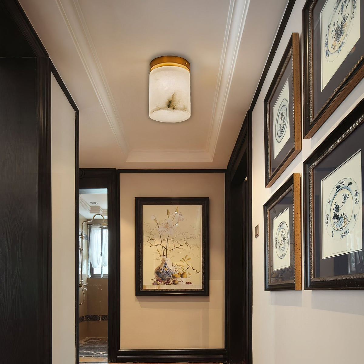 Cedoria Modern Minimalist Alabaster Ceiling Light - Lamp Copper