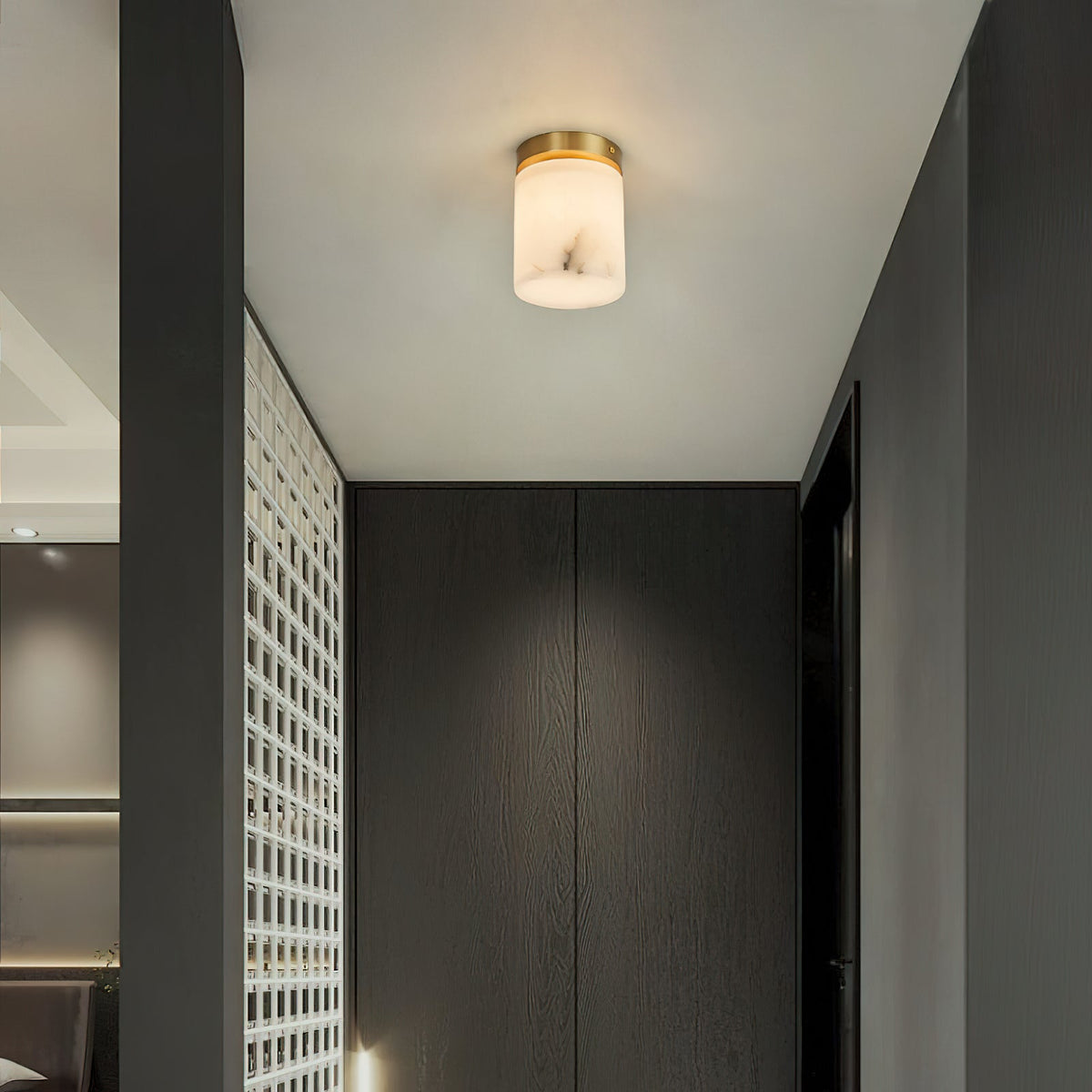Cedoria Modern Minimalist Alabaster Ceiling Light - Lamp Copper