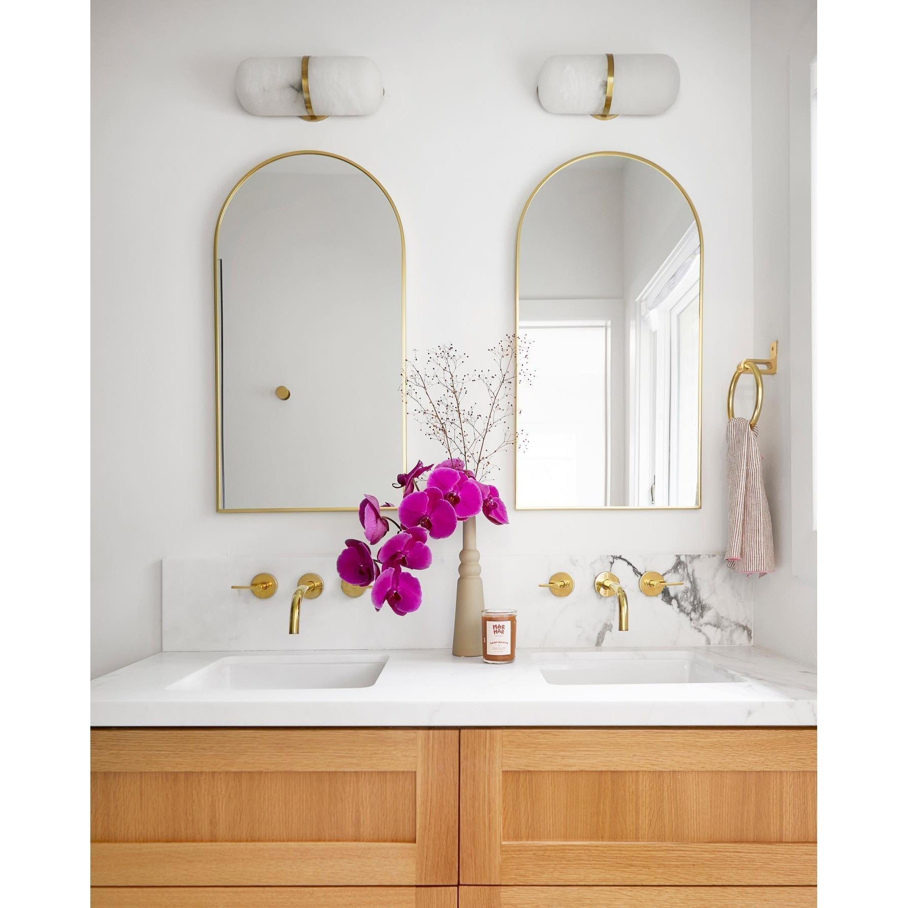 Symirel Modern Minimalist Pill Form Alabaster Sconce Wall Lamp - Lamp Copper