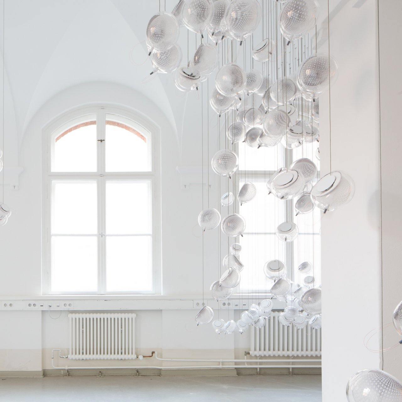 Chandelier Mesh Glass Orbs Cluster Metal Frame Modern Minimalist - Letslighting