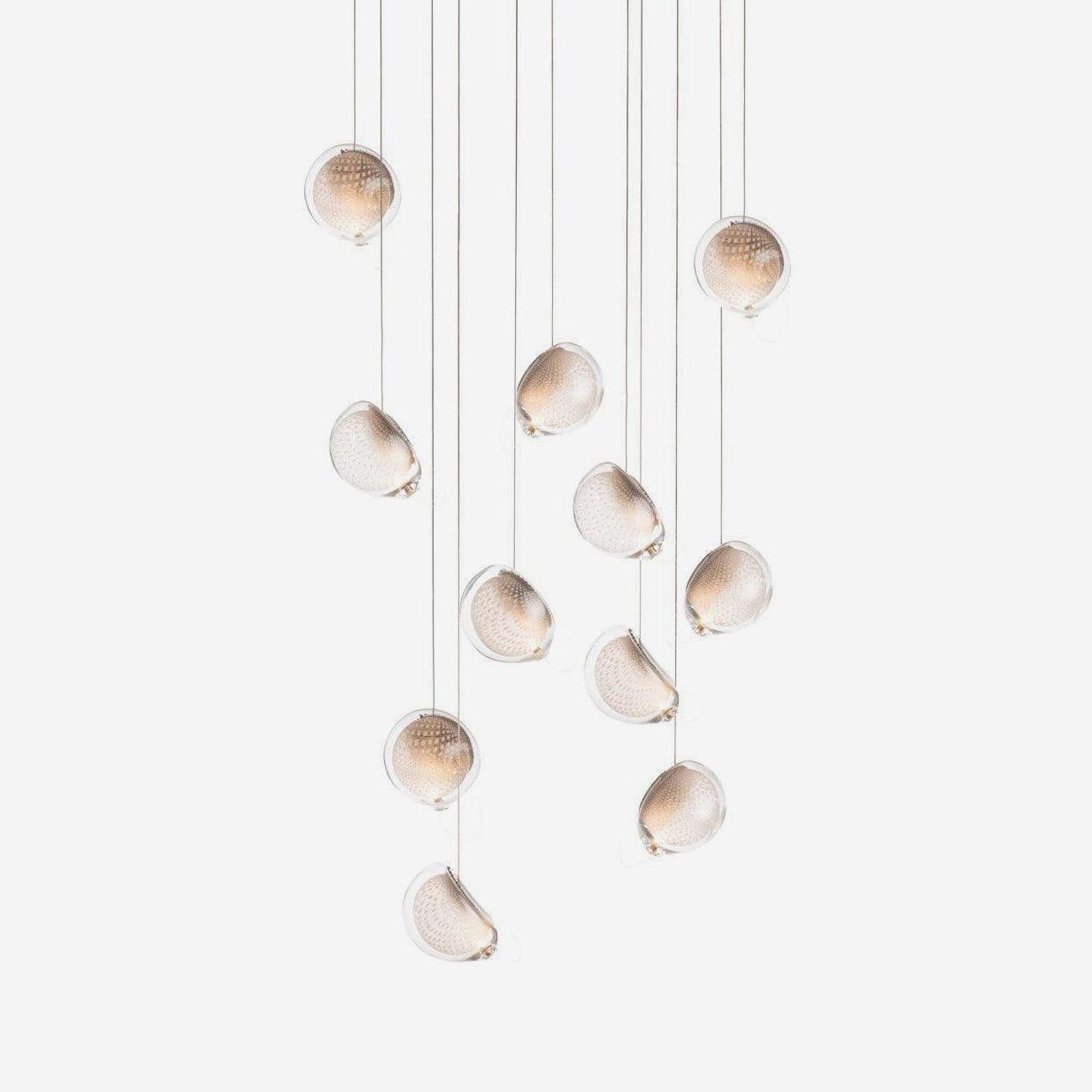 Chandelier Mesh Glass Orbs Cluster Metal Frame Modern Minimalist - Letslighting