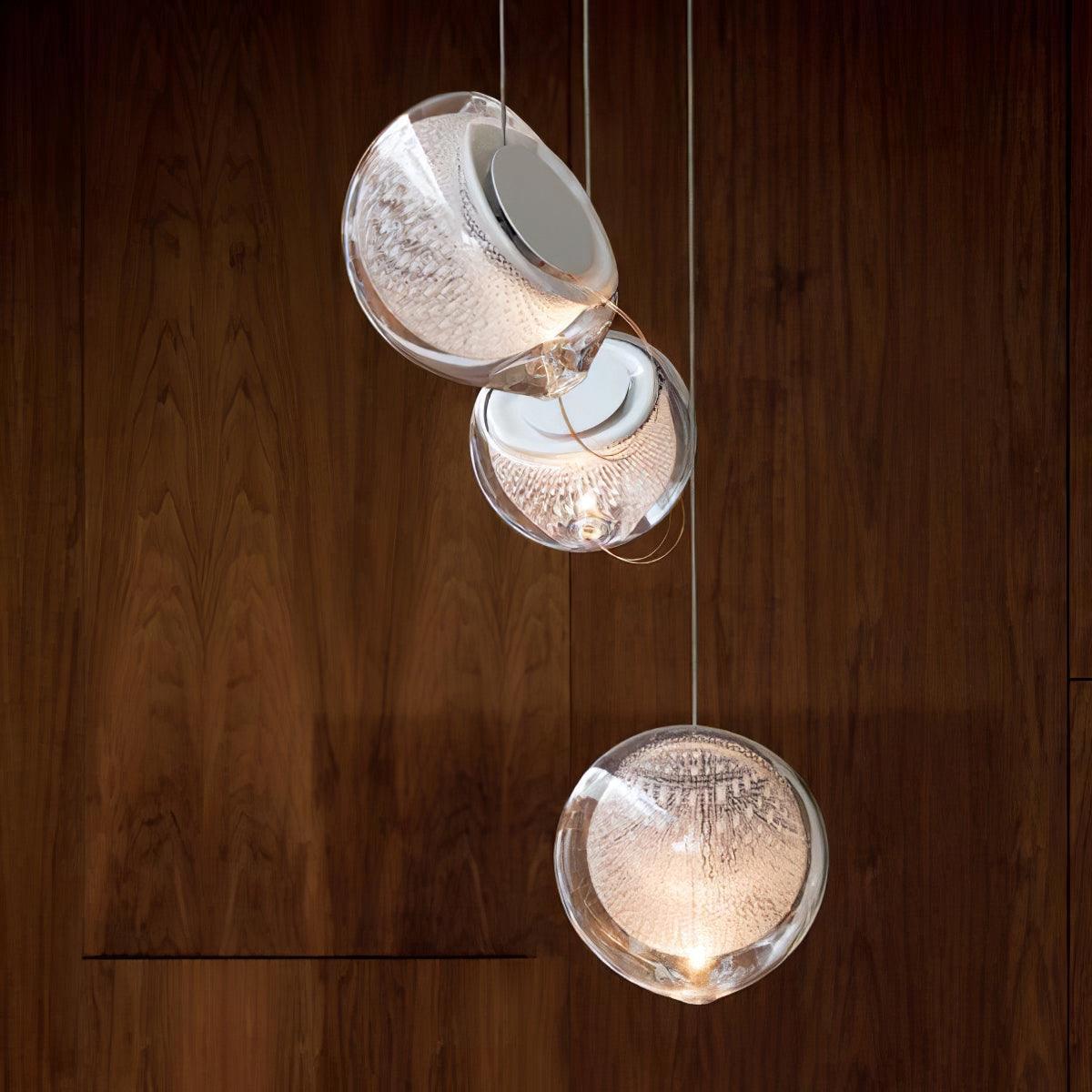 Chandelier Mesh Glass Orbs Cluster Metal Frame Modern Minimalist - Letslighting