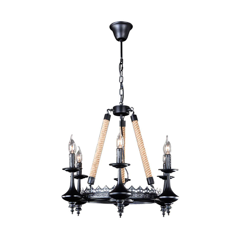 Epoch Vintage Metallo/Corda LED Lux Lampadario Nero Soggiorno/Sala da Pranzo/Bar