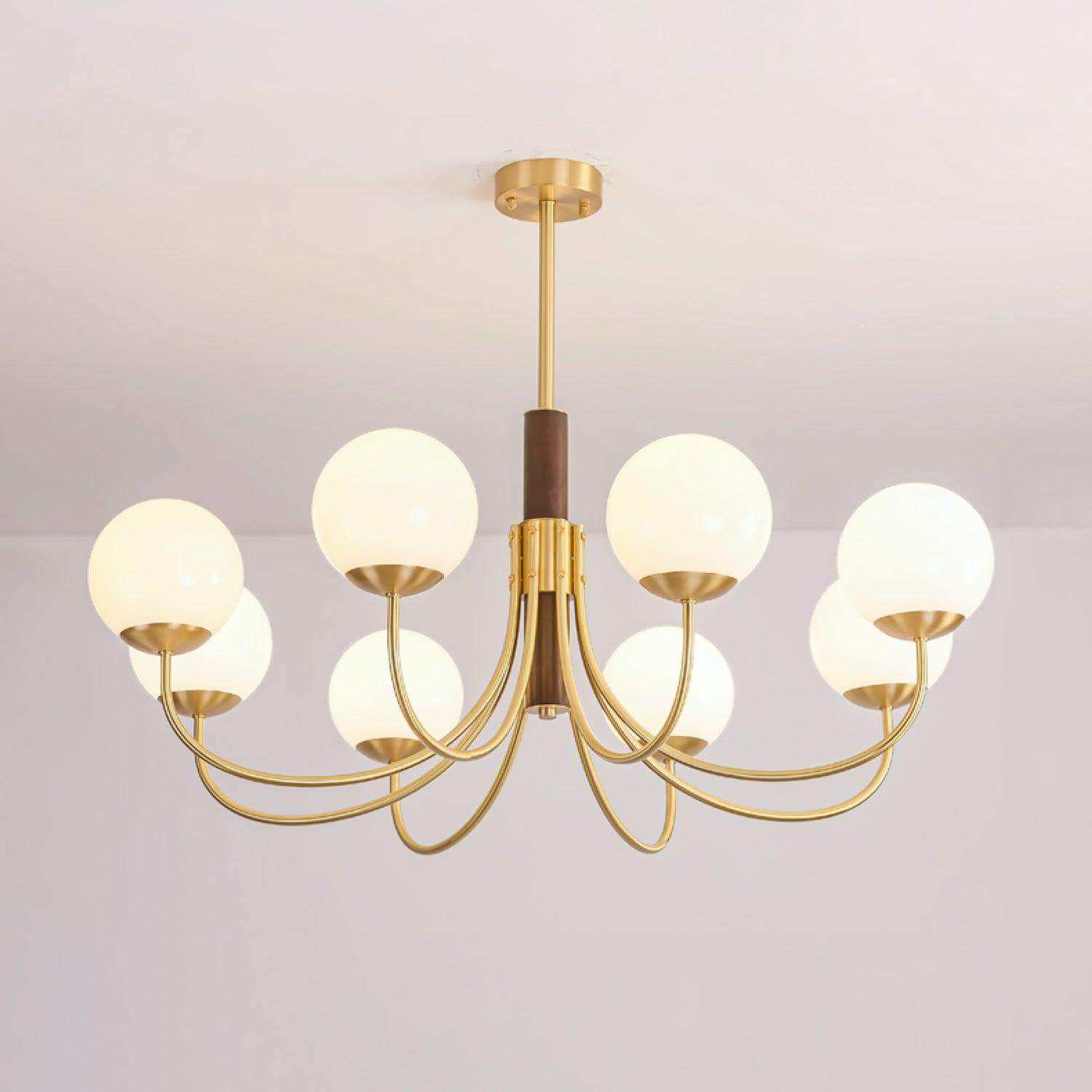 Midas Touch Walnut Sphere Chandelier - Blowlighting