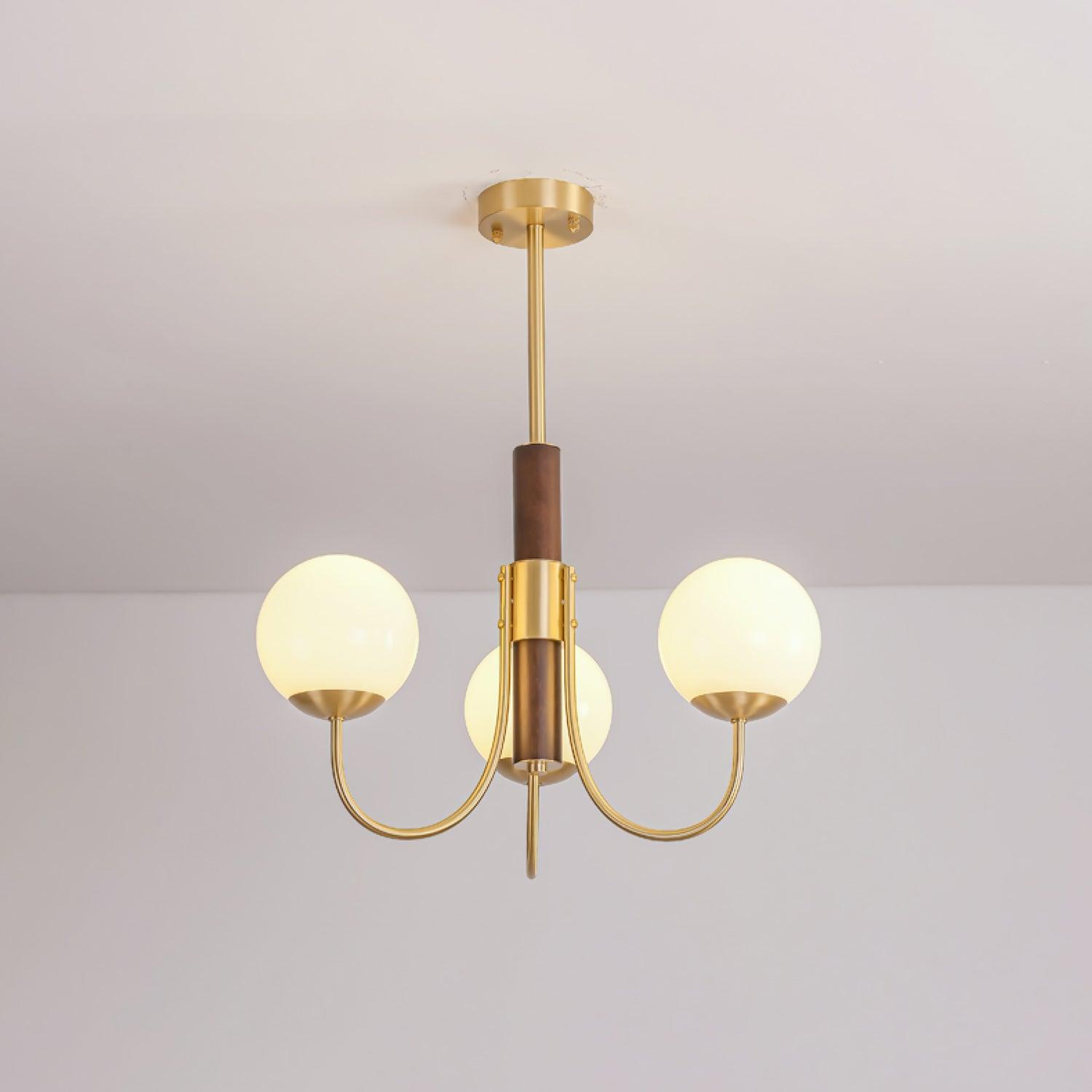 Midas Touch Walnut Sphere Chandelier - Blowlighting