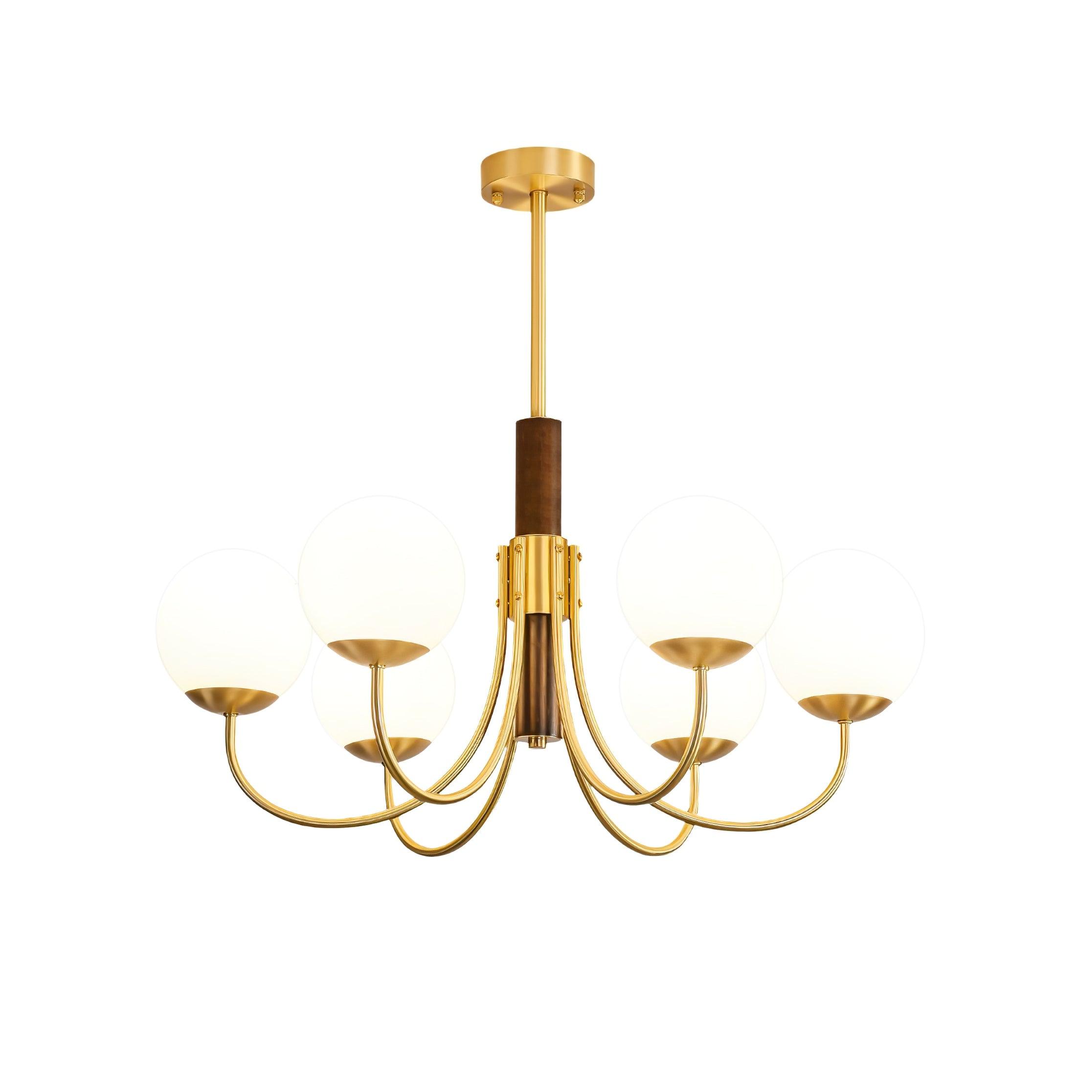 Midas Touch Walnut Sphere Chandelier - Blowlighting