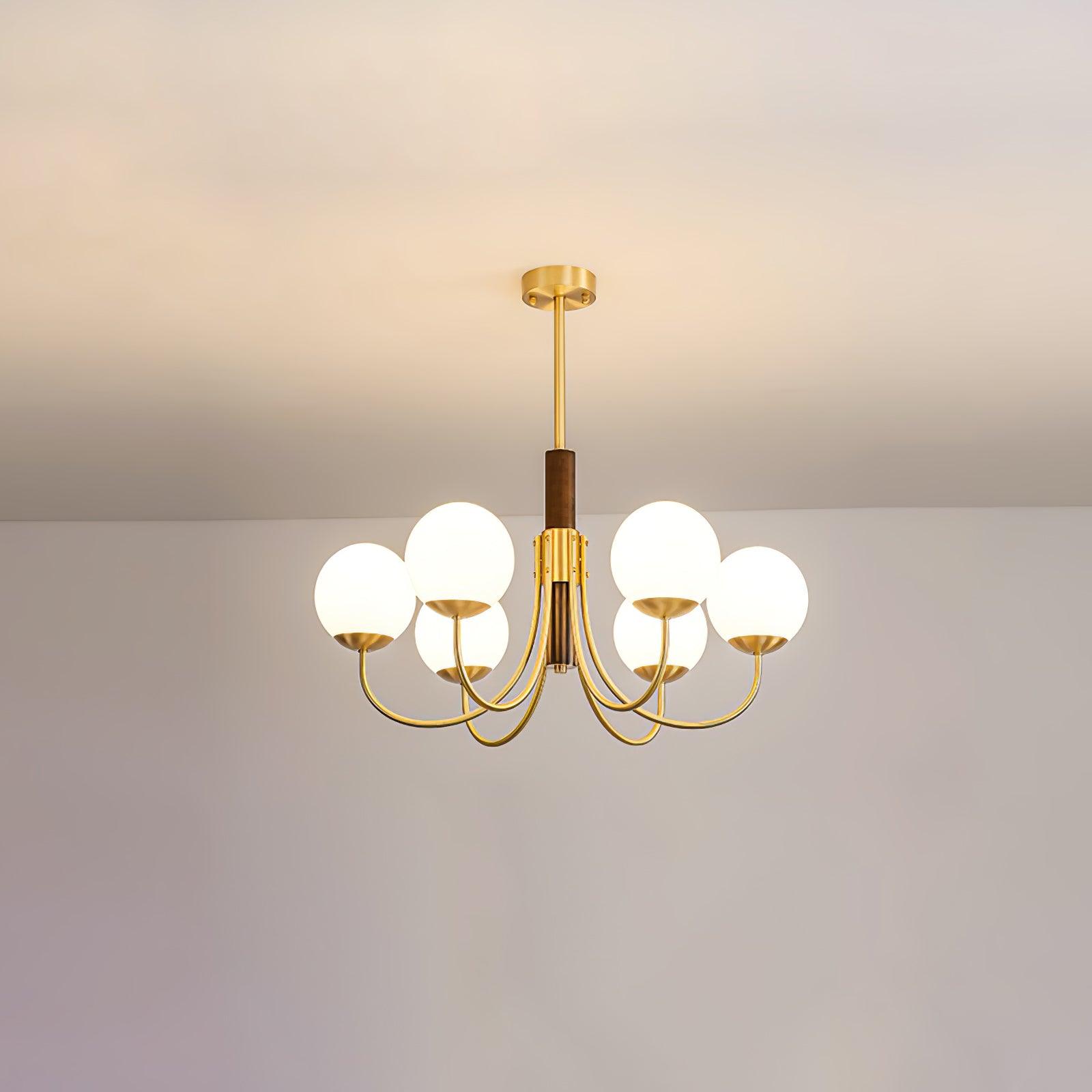 Midas Touch Walnut Sphere Chandelier - Blowlighting