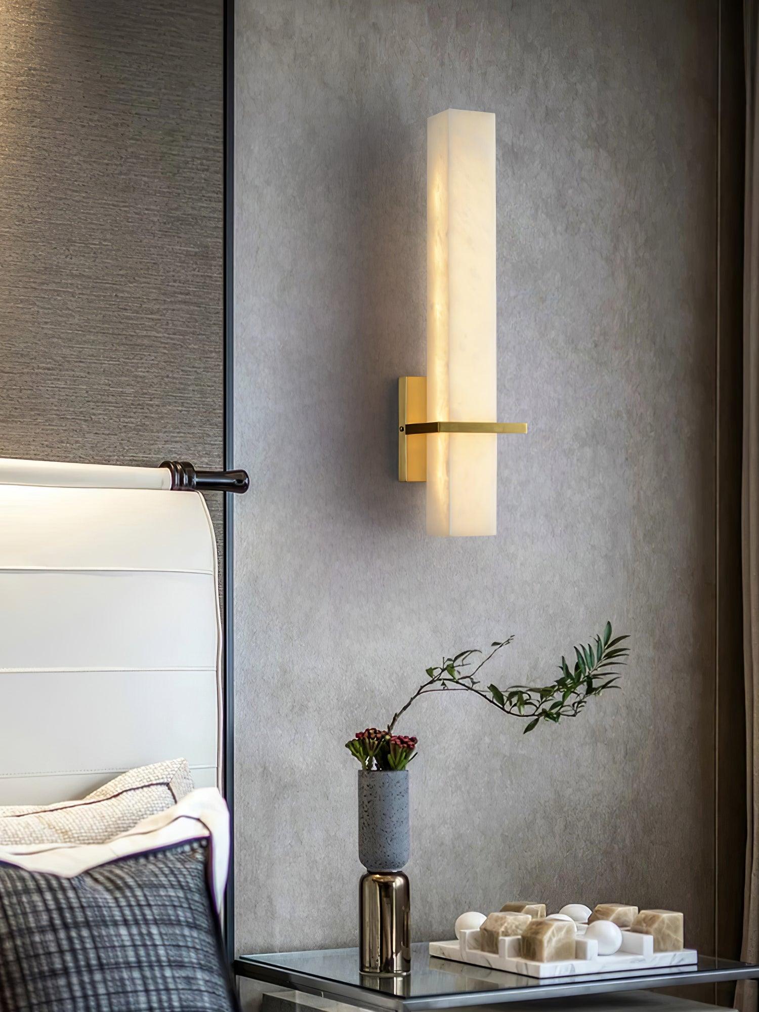 Luste Alabaster Wall Sconce Brass Band Shape - Neutralighting