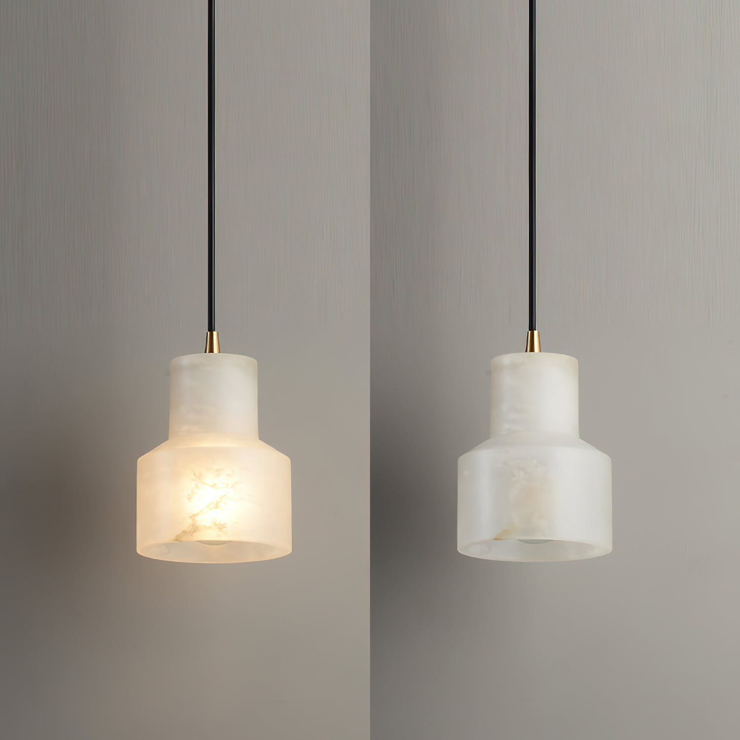 Syphae Modern Minimalist Brass Alabaster Pendnat Light - Lamp Copper