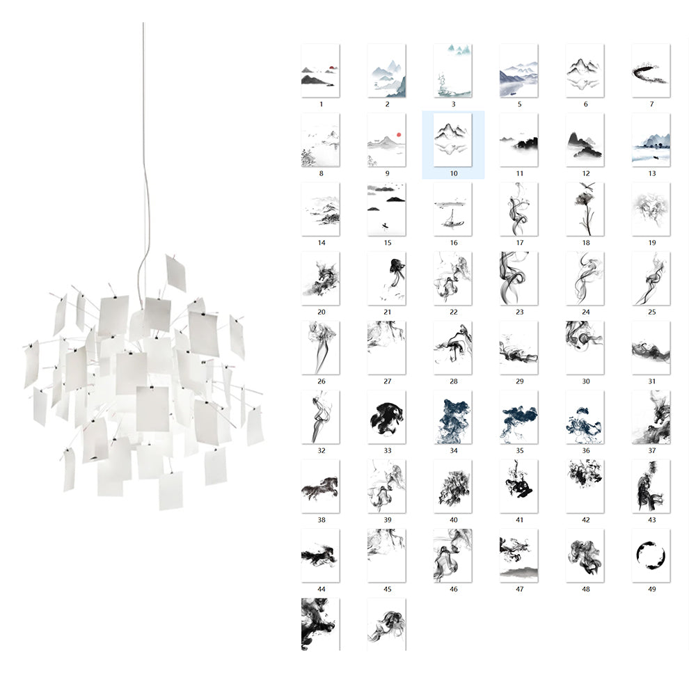 Chandelier Paper and Metal Colorful White Cards Whimsical Modern - Letslighting