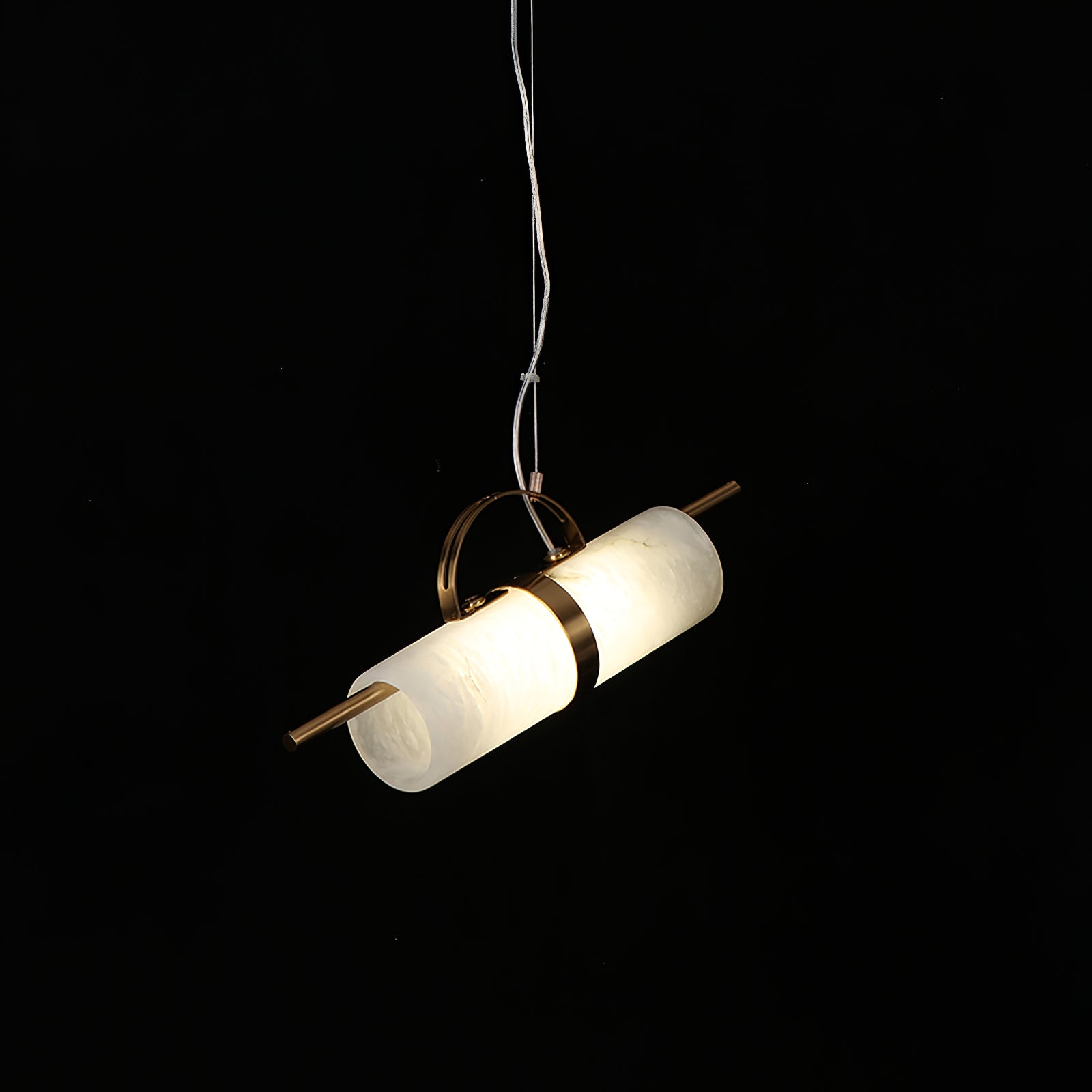 Atheor Modern Minimalist Cylindrical Metal Alabaster Pendant Light - Lamp Copper