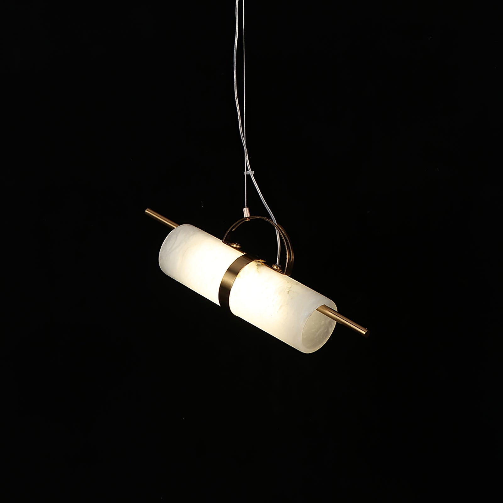 Atheor Modern Minimalist Cylindrical Metal Alabaster Pendant Light - Lamp Copper