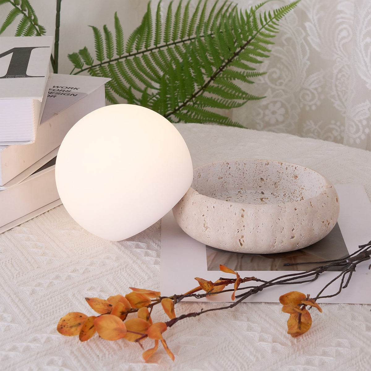 Riita Travertine Globe Table Lamp Mini Maga - Letslighting