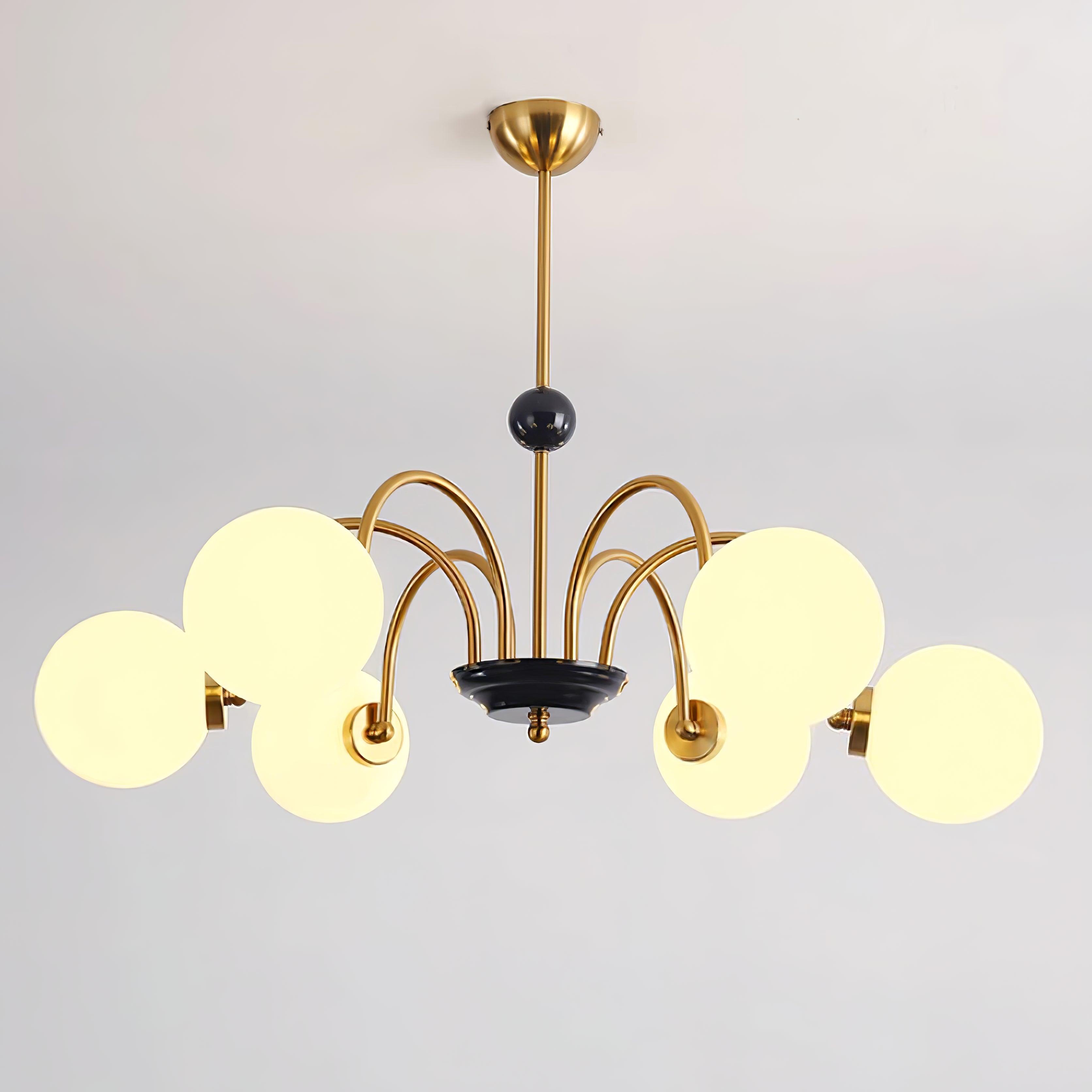 Chandelier Curved Arms Globe Shades Modern Retro Style Dining - Letslighting