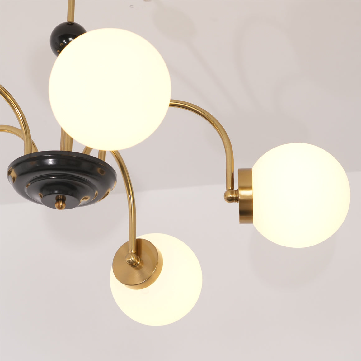 Chandelier Curved Arms Globe Shades Modern Retro Style Dining - Letslighting
