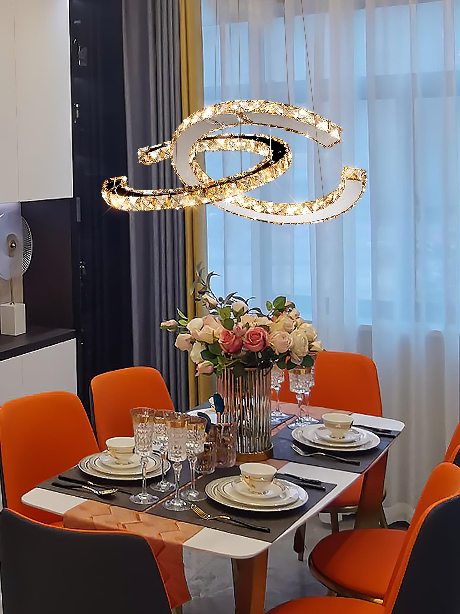 Modern Crystal Double C Chandelier - Blowlighting