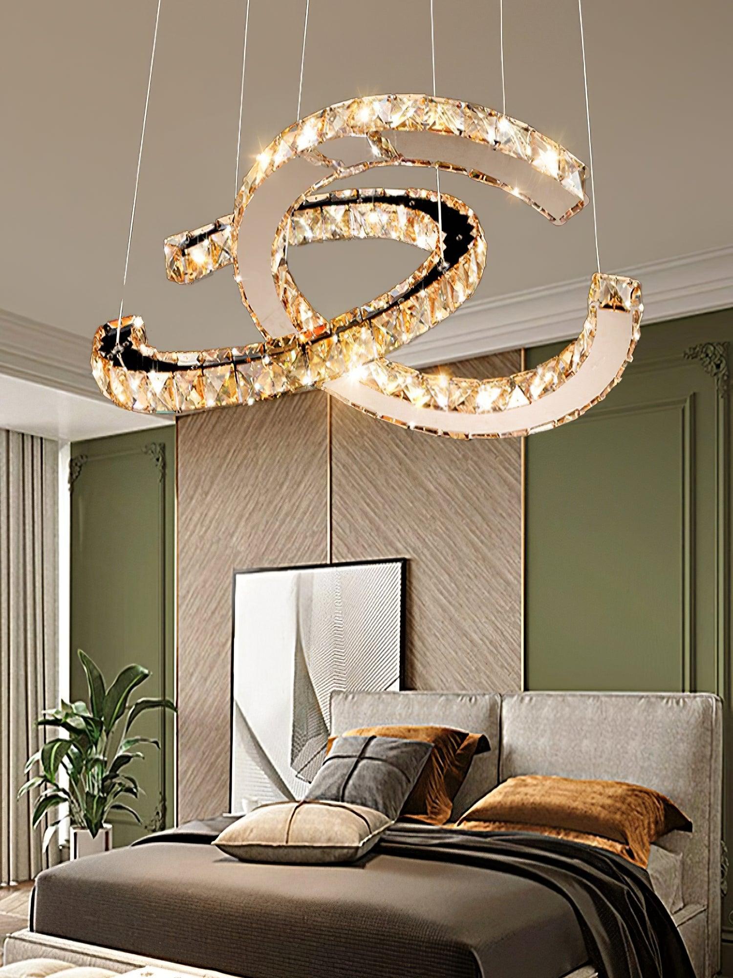Modern Crystal Double C Chandelier - Blowlighting