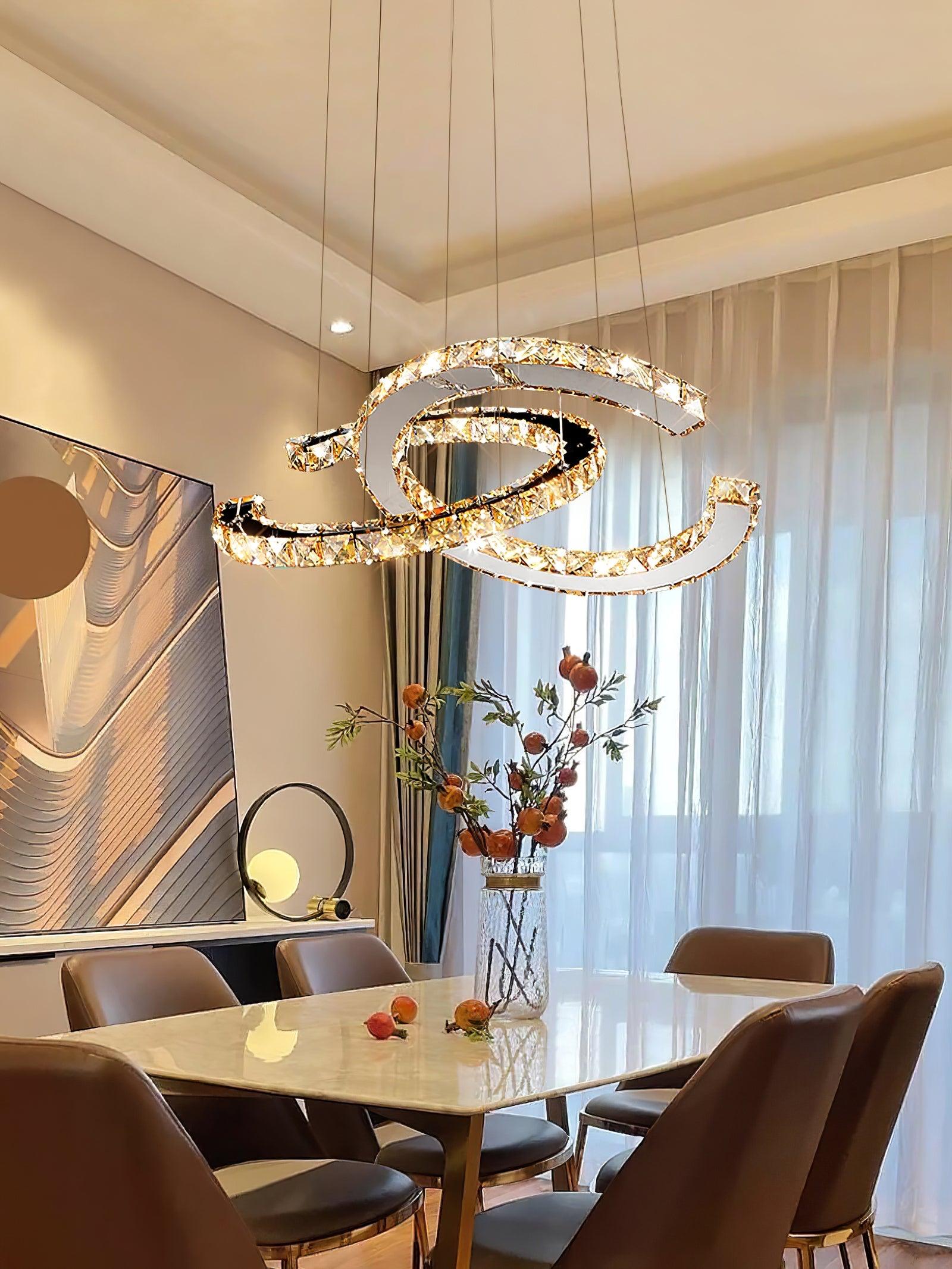 Modern Crystal Double C Chandelier - Blowlighting