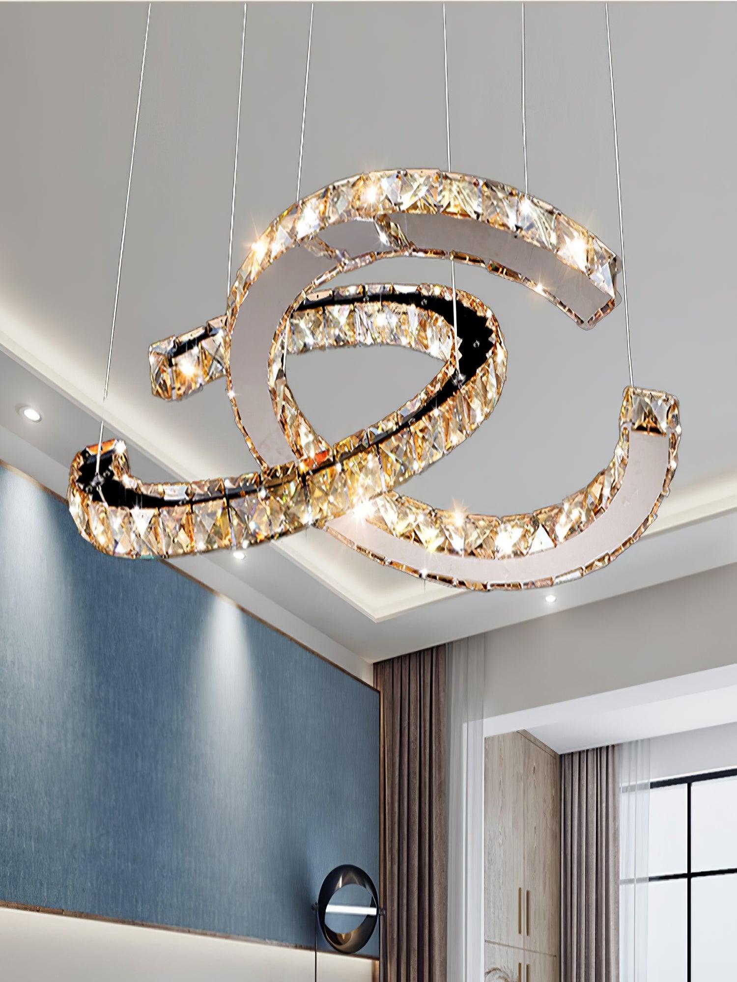Modern Crystal Double C Chandelier - Blowlighting