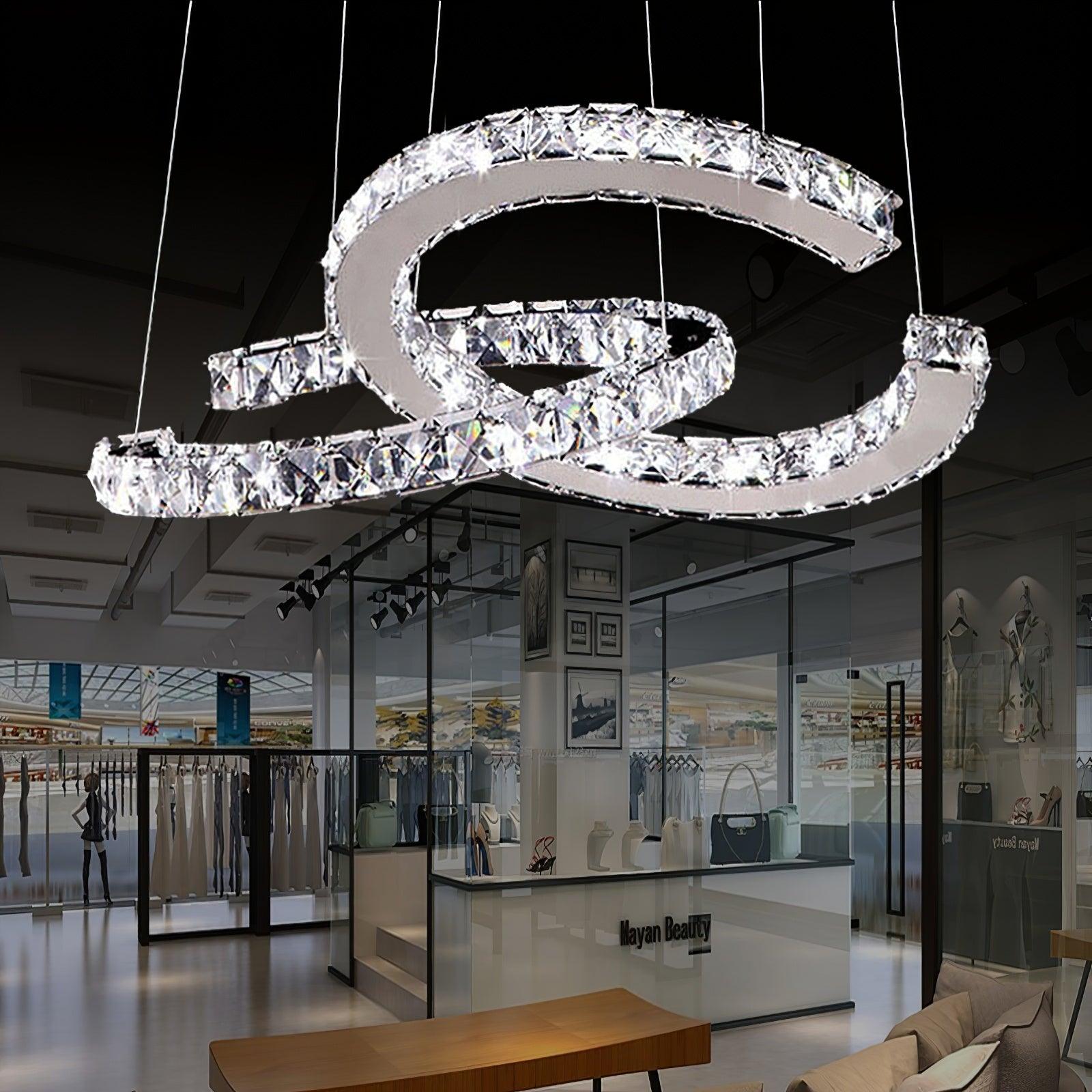 Modern Crystal Double C Chandelier - Blowlighting