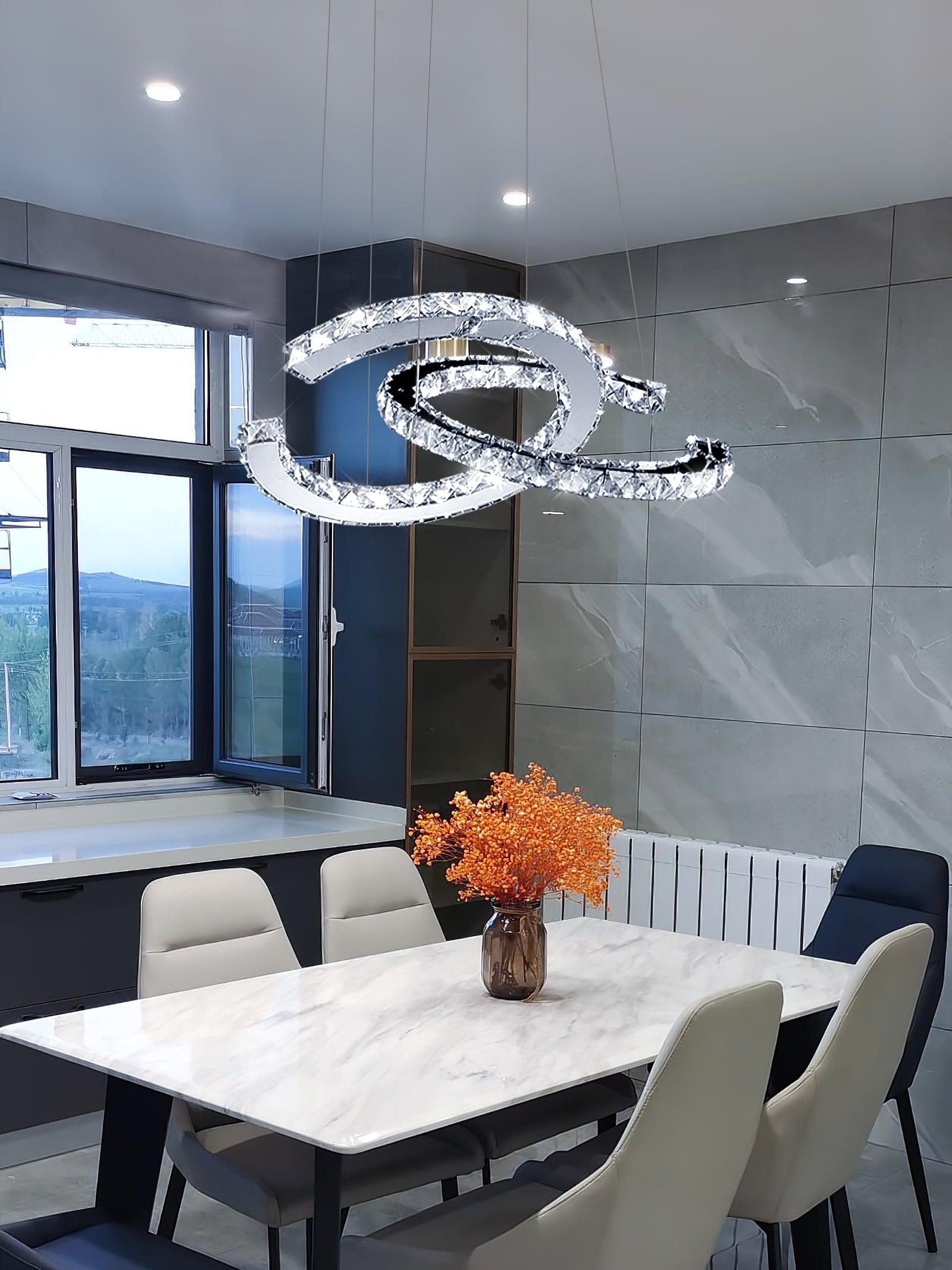 Modern Crystal Double C Chandelier - Blowlighting