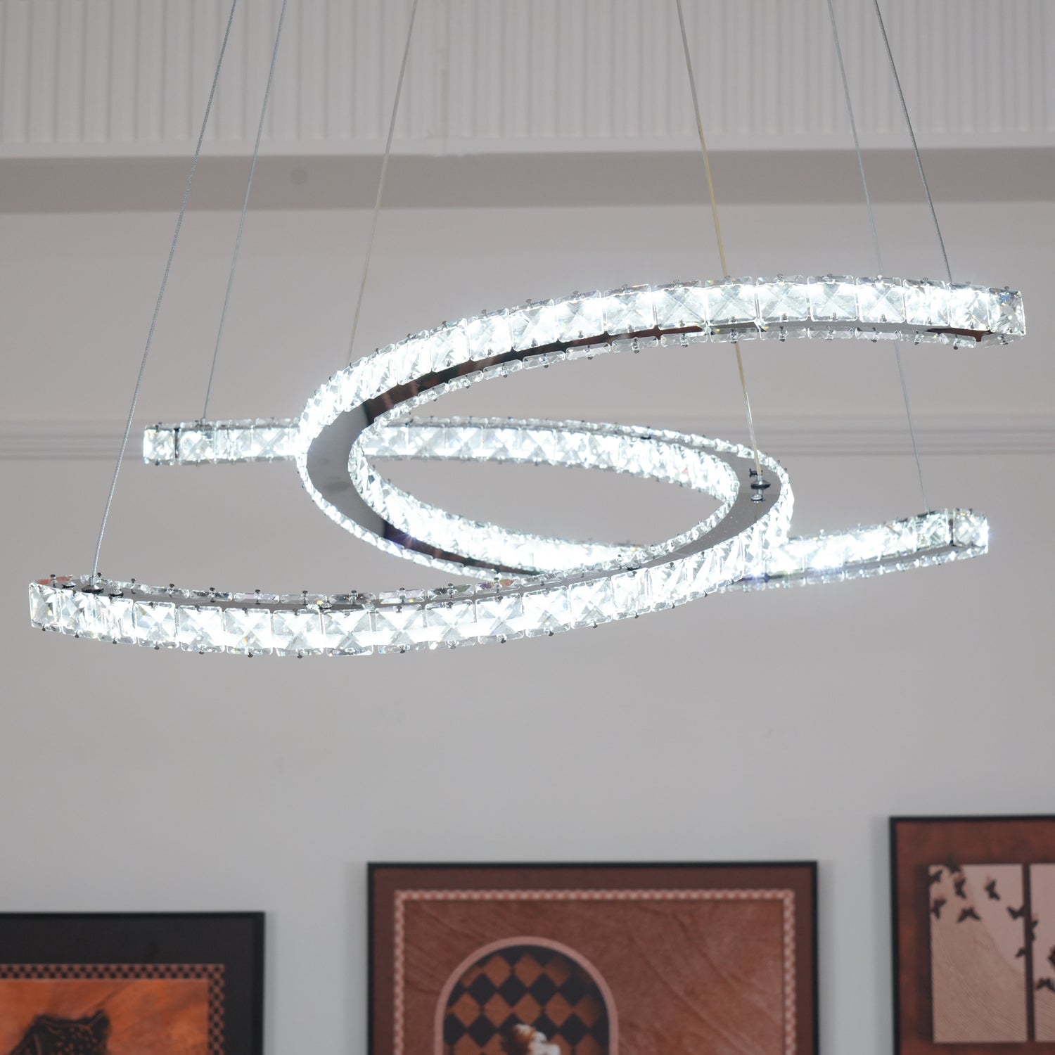 Modern Crystal Double C Chandelier - Blowlighting