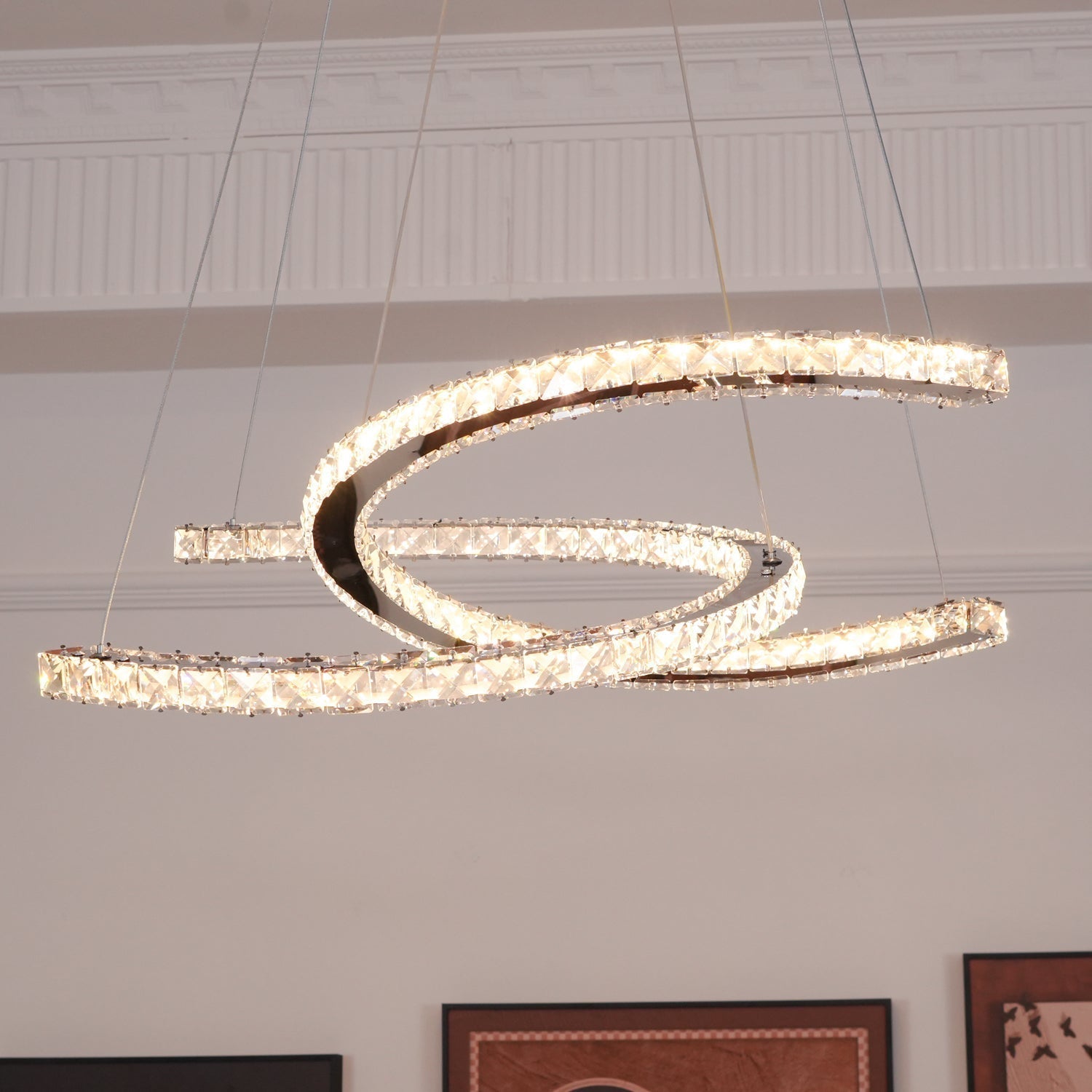 Modern Crystal Double C Chandelier - Blowlighting