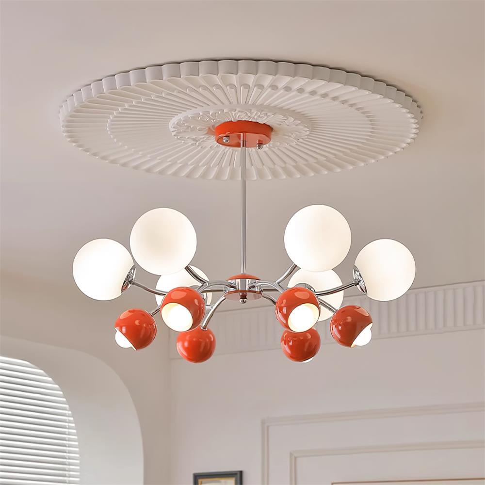 Chandelier Glass Metal Dome Petal Shades Minimalist Ambient Glow - Letslighting