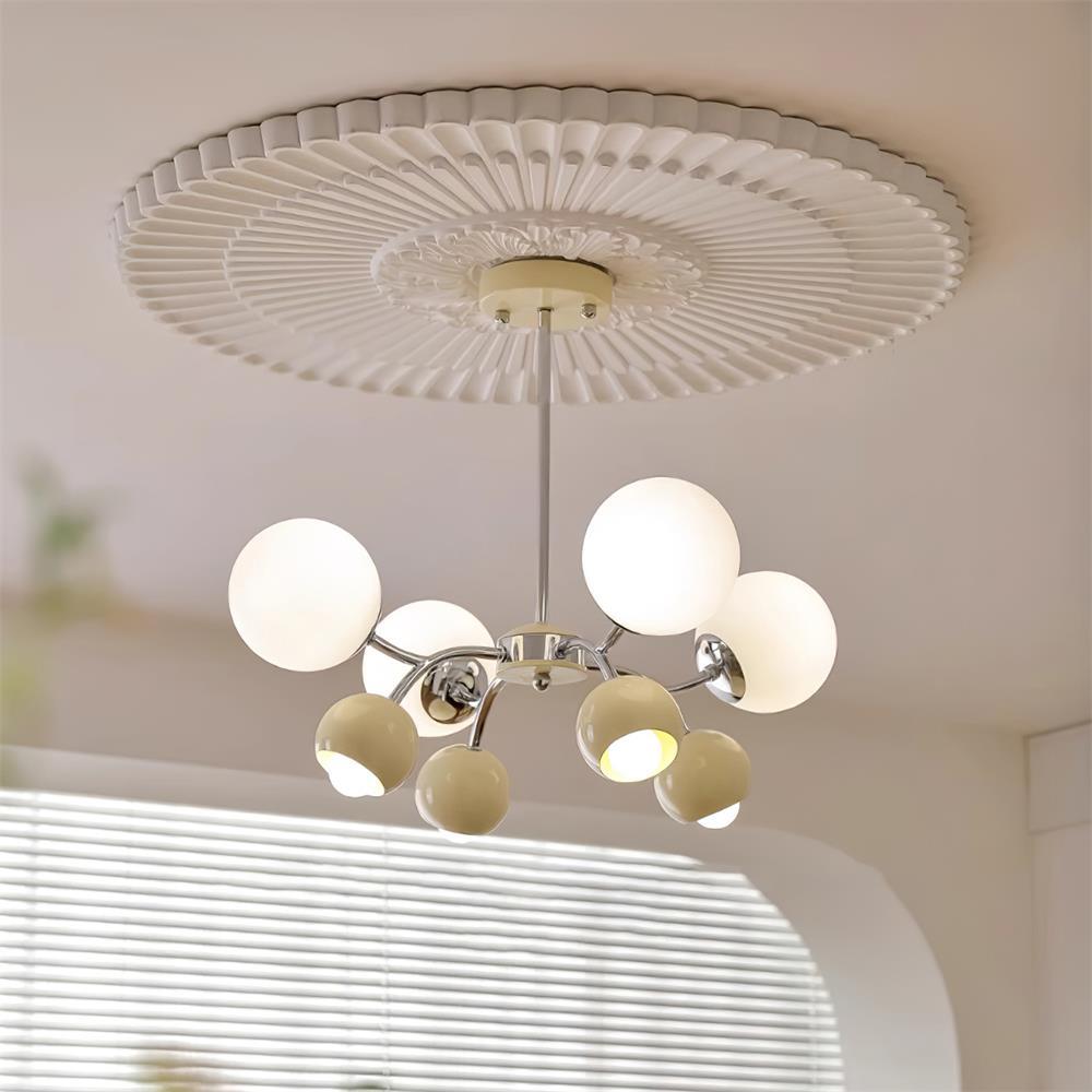 Chandelier Glass Metal Dome Petal Shades Minimalist Ambient Glow - Letslighting