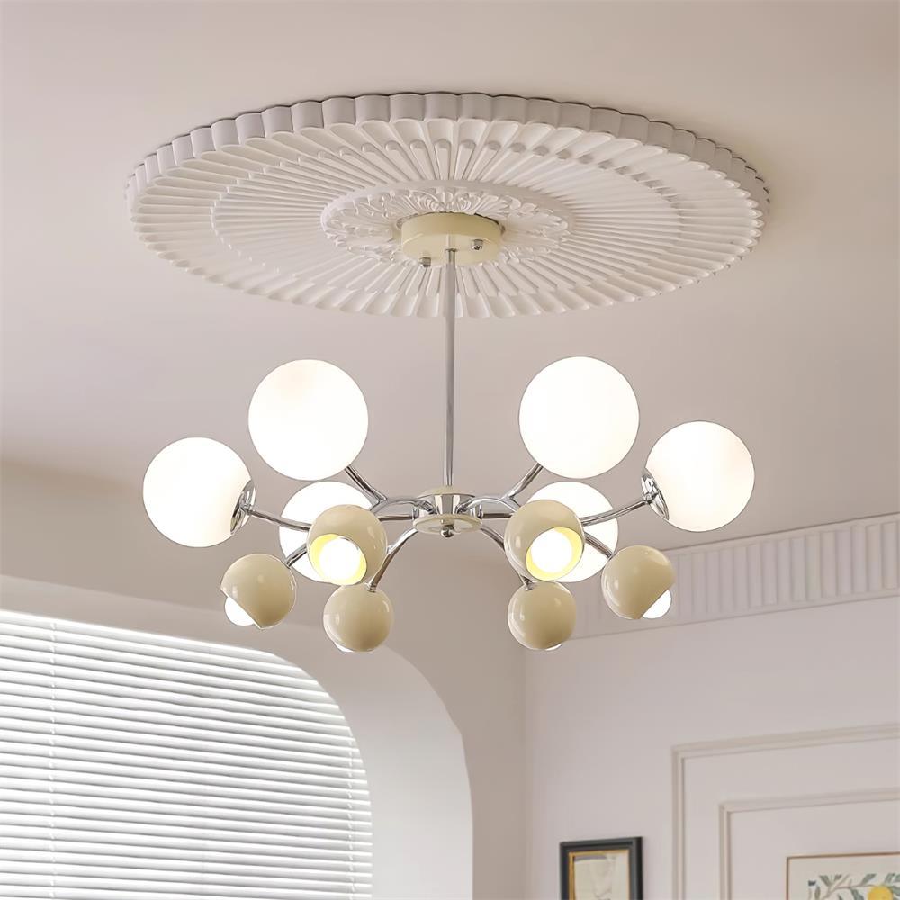 Chandelier Glass Metal Dome Petal Shades Minimalist Ambient Glow - Letslighting