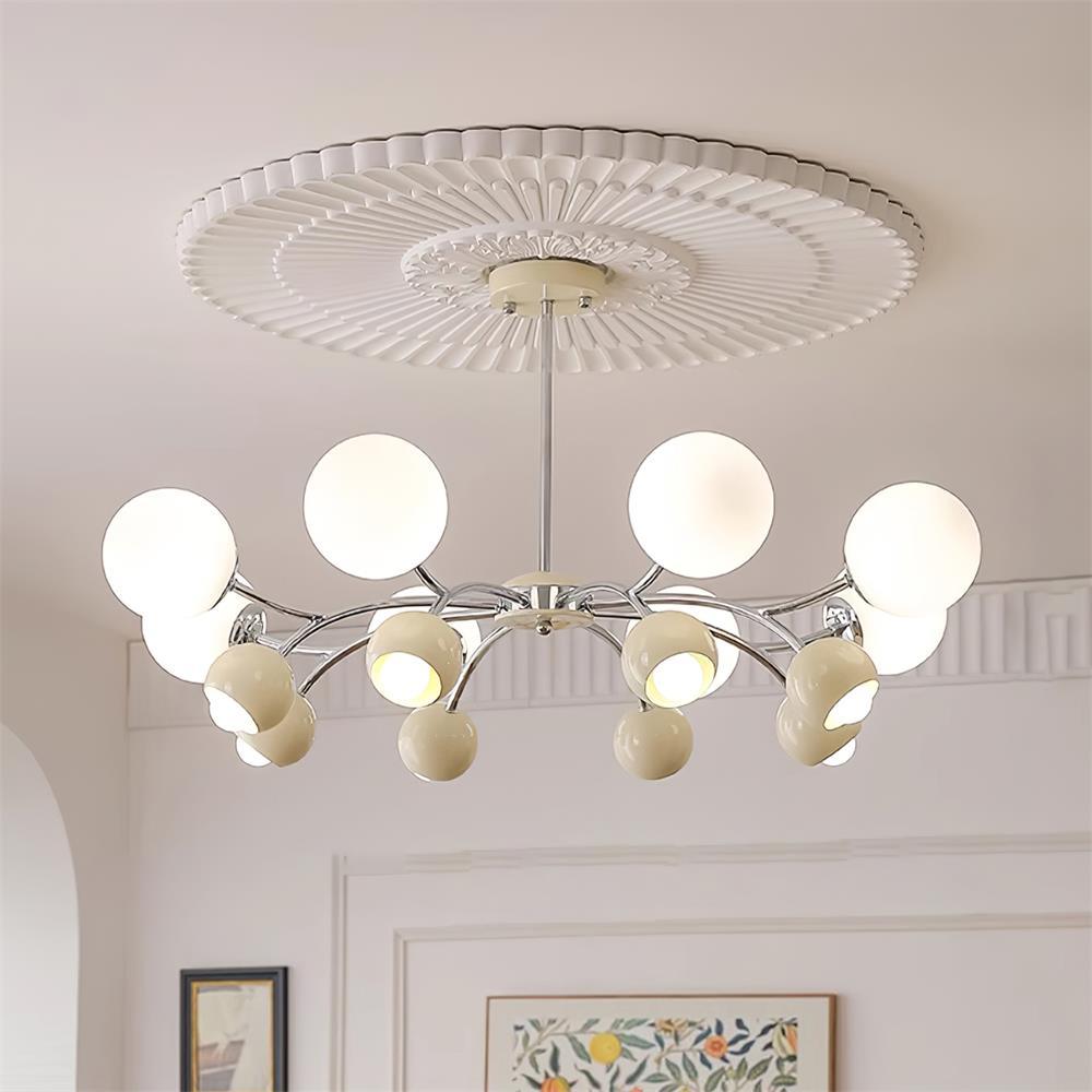 Chandelier Glass Metal Dome Petal Shades Minimalist Ambient Glow - Letslighting