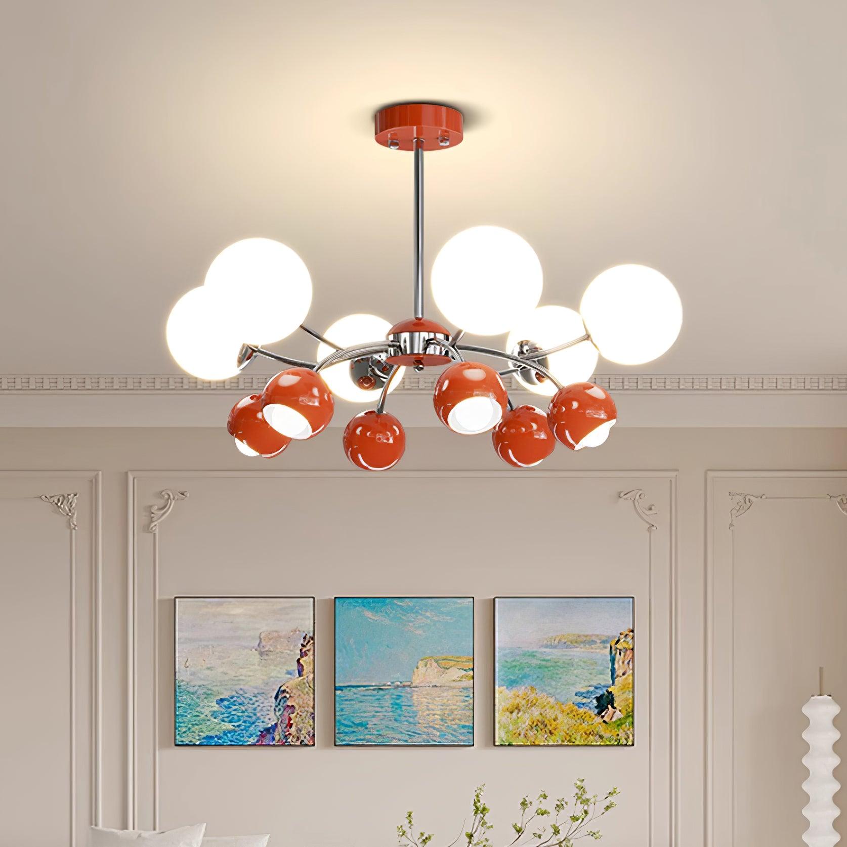 Chandelier Glass Metal Dome Petal Shades Minimalist Ambient Glow - Letslighting