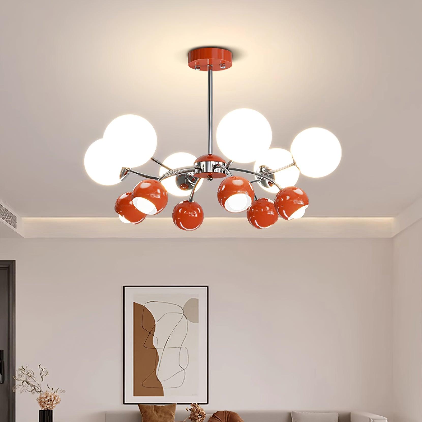 Chandelier Glass Metal Dome Petal Shades Minimalist Ambient Glow - Letslighting