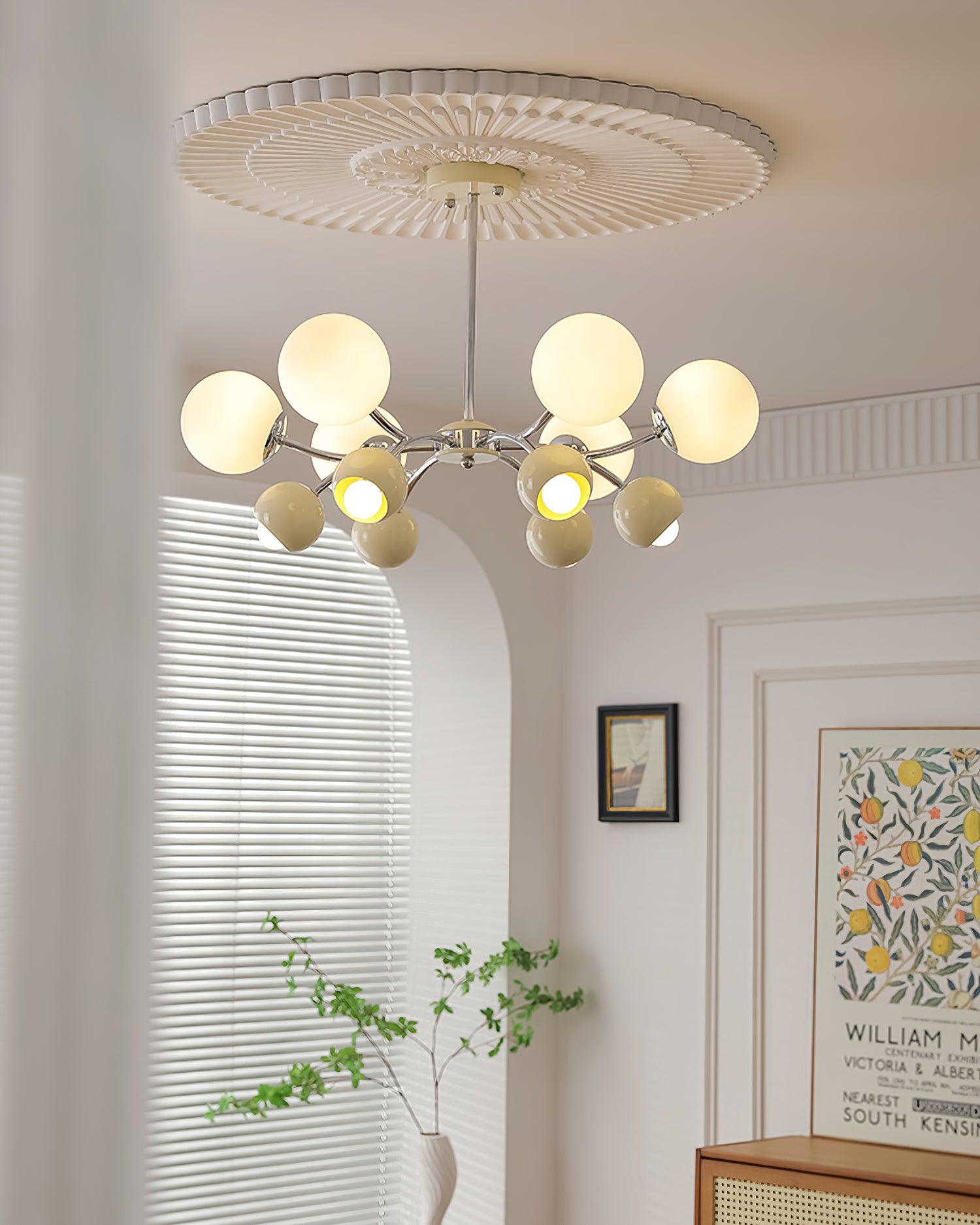 Chandelier Glass Metal Dome Petal Shades Minimalist Ambient Glow - Letslighting