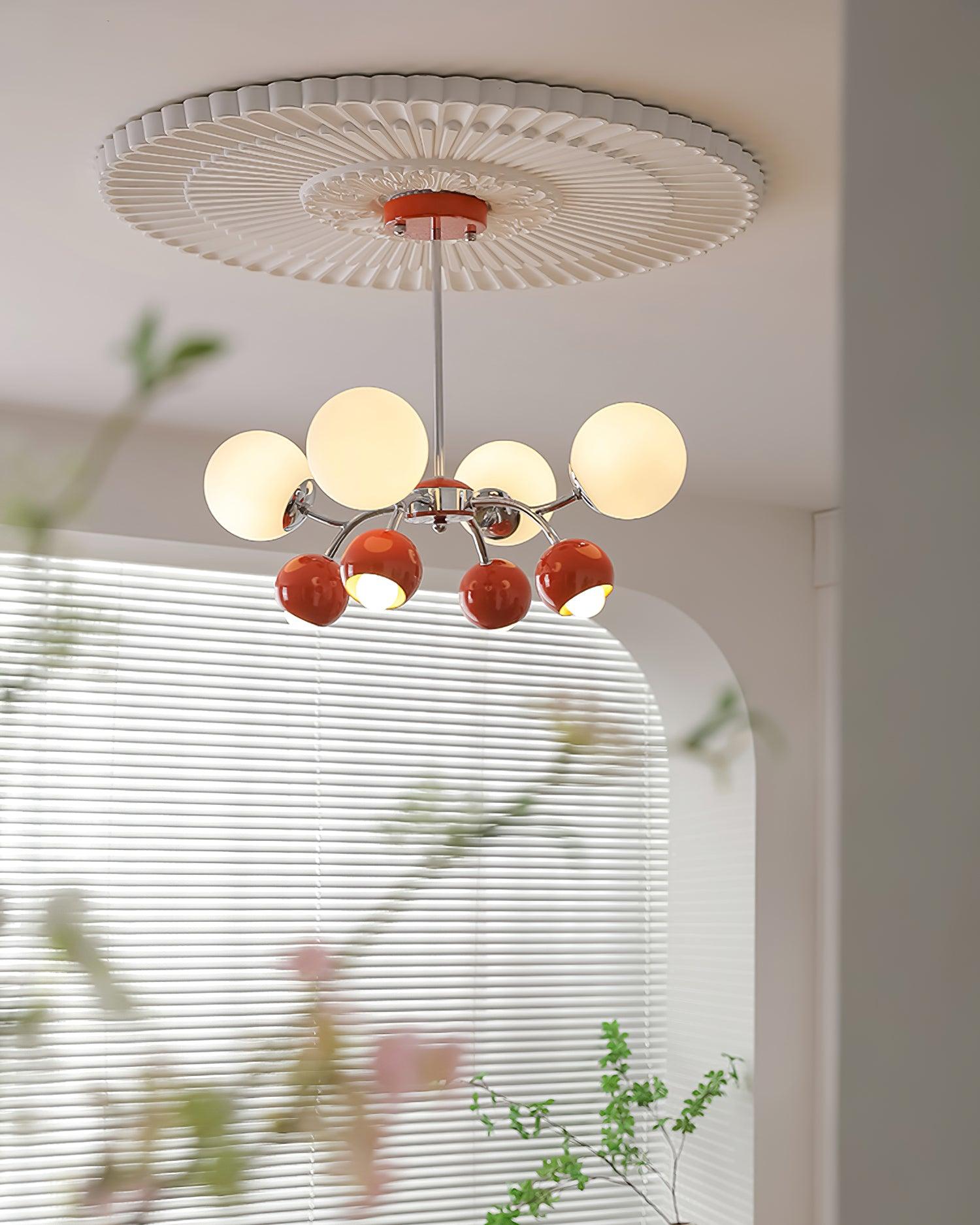 Chandelier Glass Metal Dome Petal Shades Minimalist Ambient Glow - Letslighting