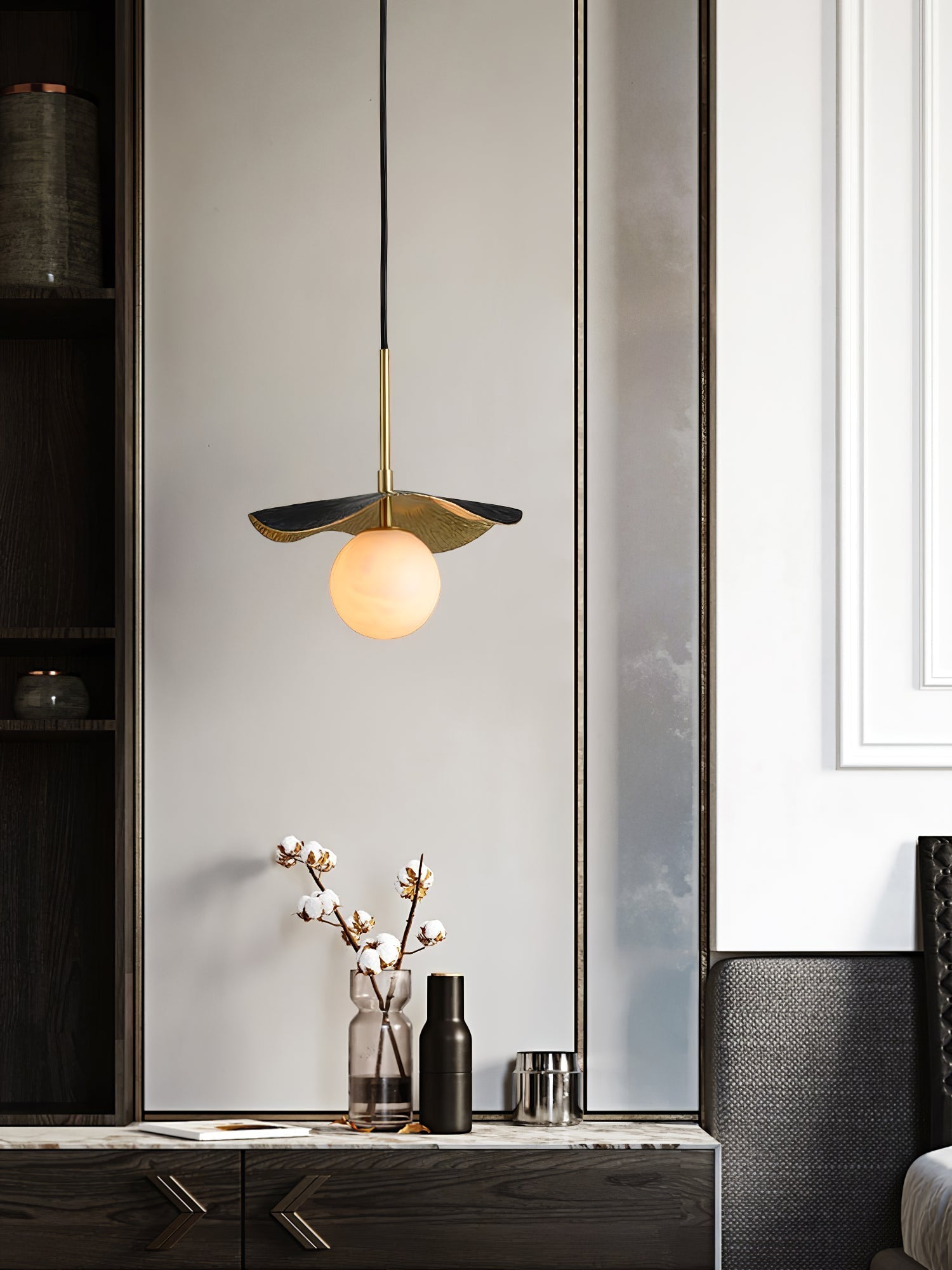 Zaraeen Modern Minimalist Brass Alabaster Pendant Light - Lamp Copper