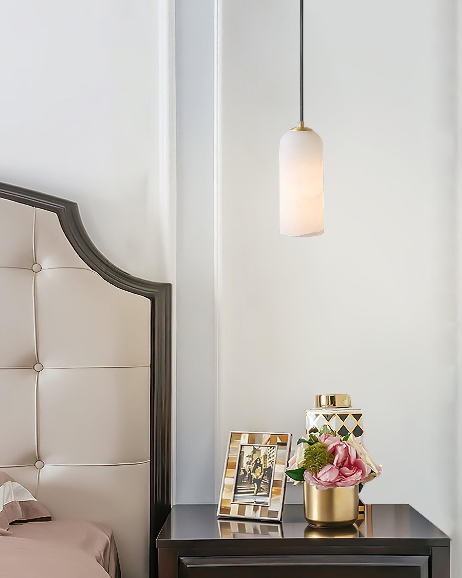 Zashayra Cylindrical Alabaster Pendant Light - Blowlighting