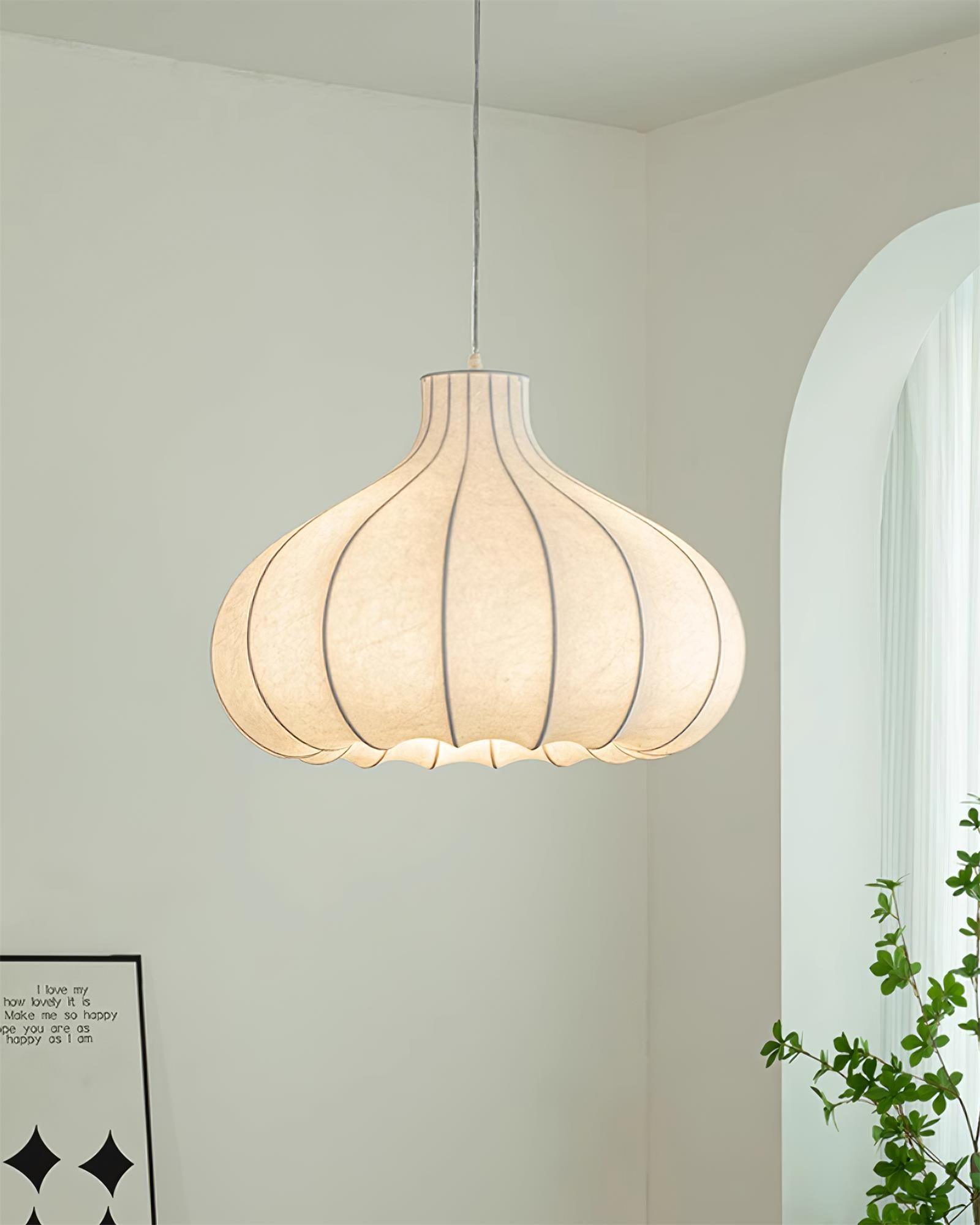 Pendant Light Silky Pleated Silk Shade White - Letslighting