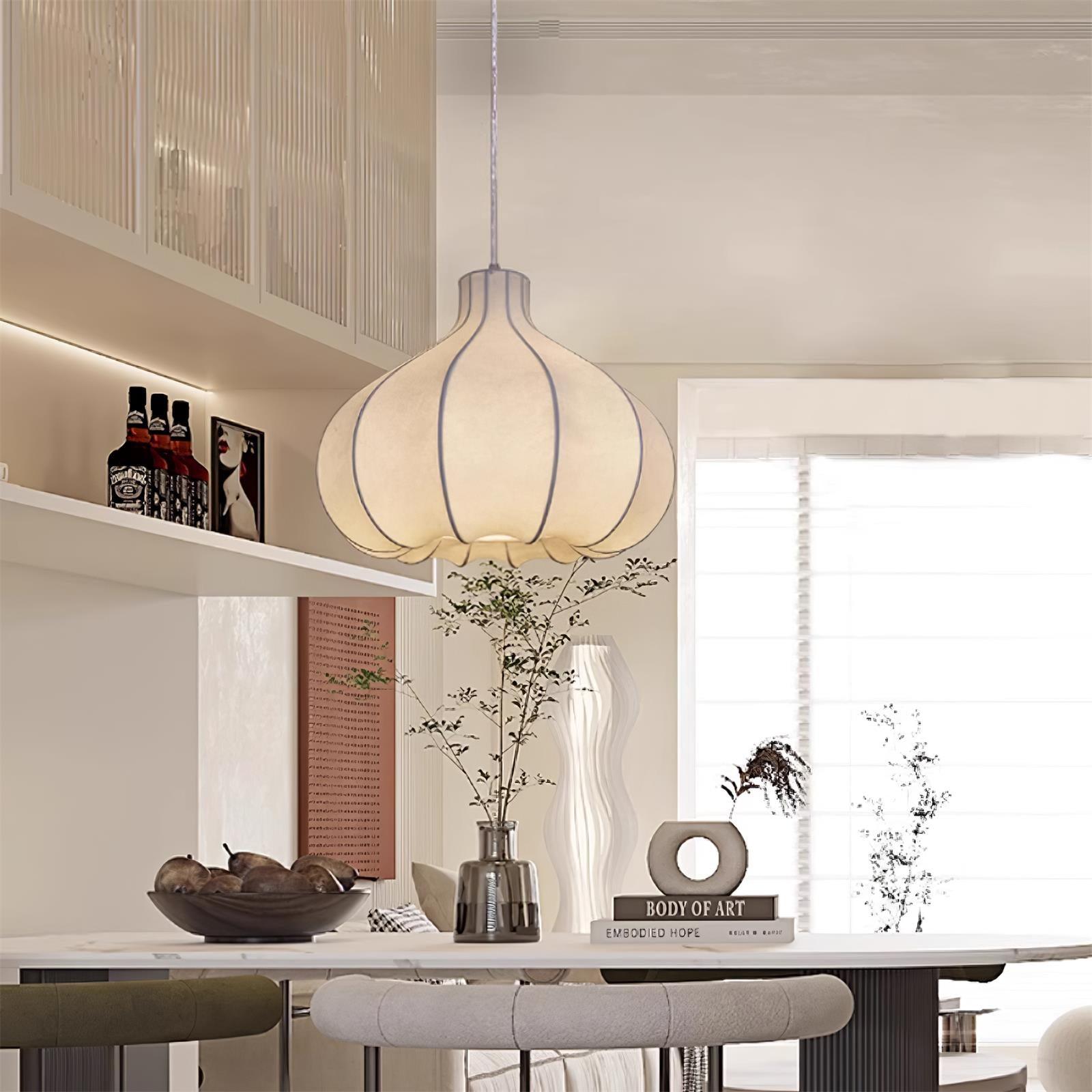 Pendant Light Silky Pleated Silk Shade White - Letslighting