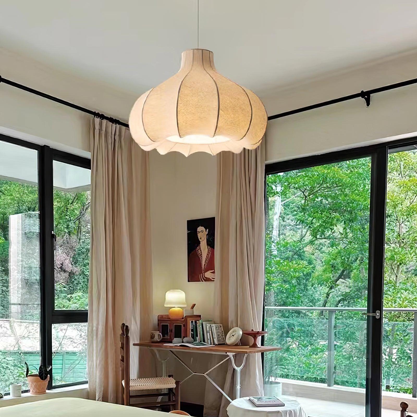 Pendant Light Silky Pleated Silk Shade White - Letslighting