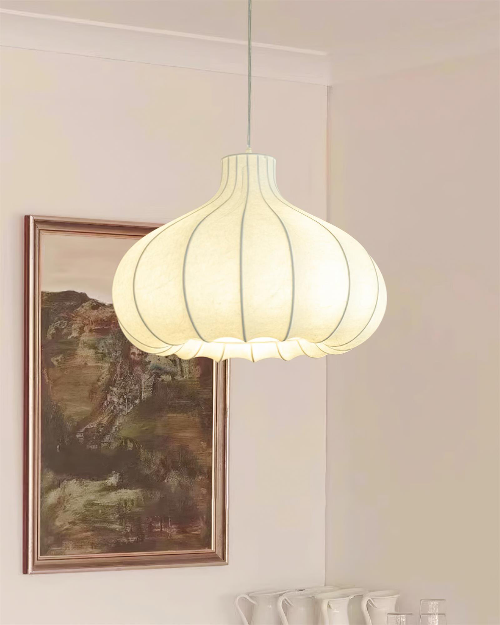 Pendant Light Silky Pleated Silk Shade White - Letslighting