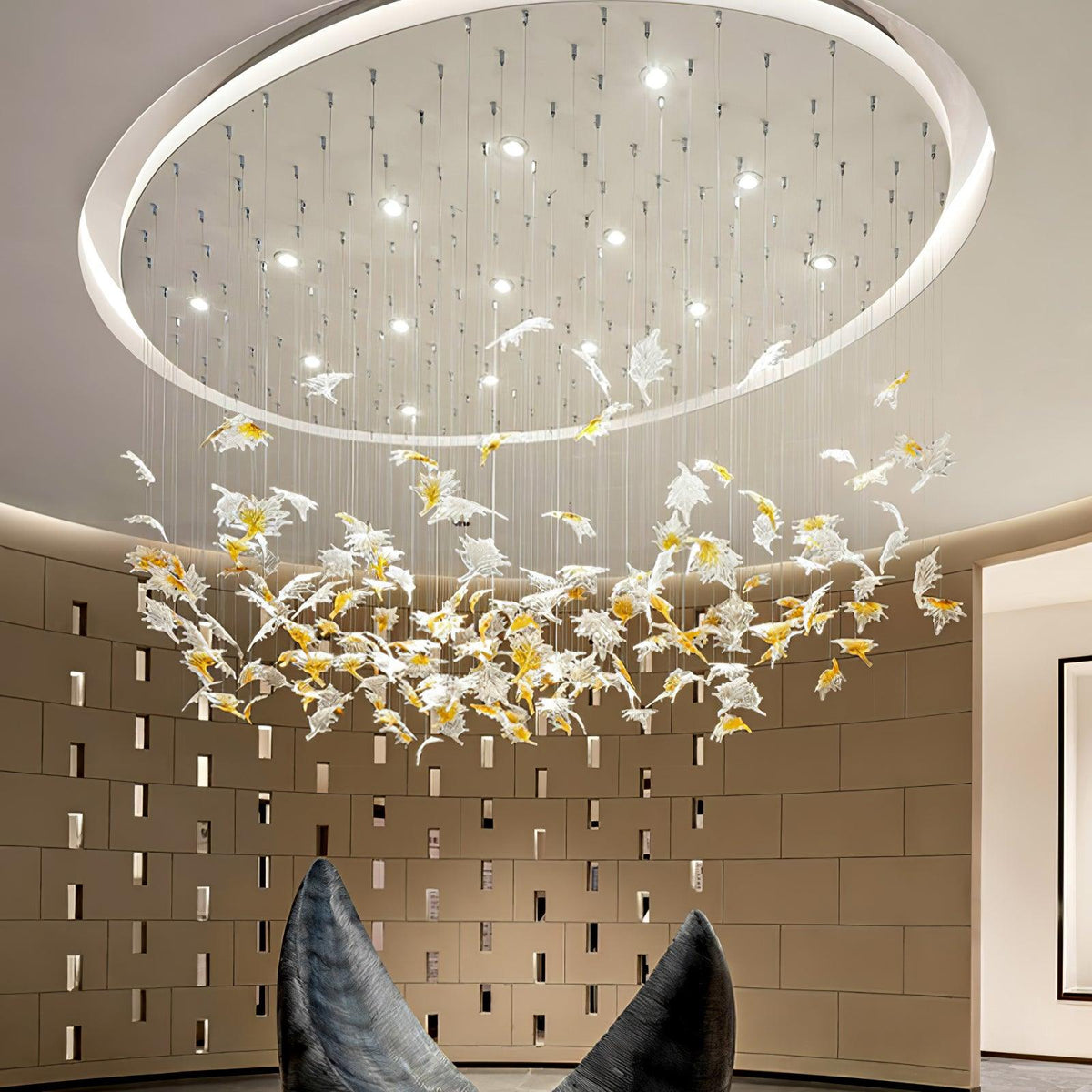 Syraean Multicolor Maple Leaf Metal Crystal Chandelier - Blowlighting