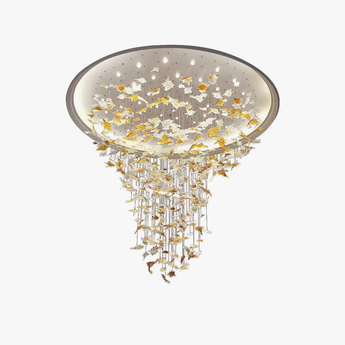 Syraean Multicolor Maple Leaf Metal Crystal Chandelier - Blowlighting