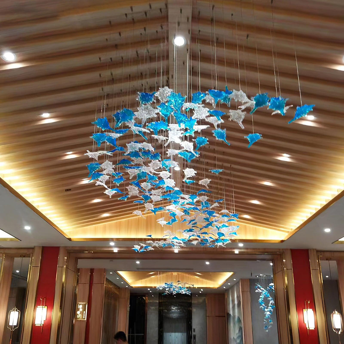 Syraean Multicolor Maple Leaf Metal Crystal Chandelier - Blowlighting