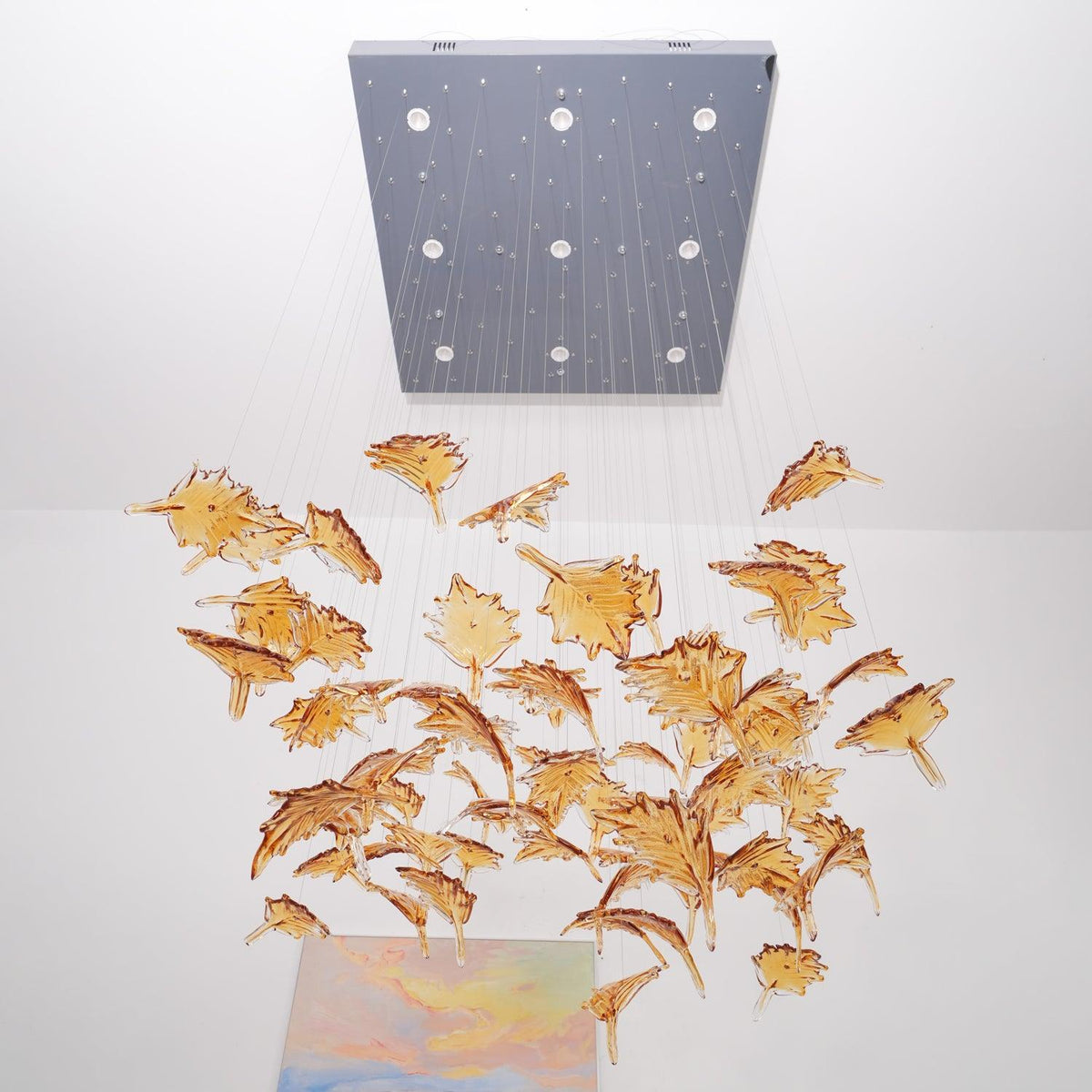 Syraean Multicolor Maple Leaf Metal Crystal Chandelier - Blowlighting
