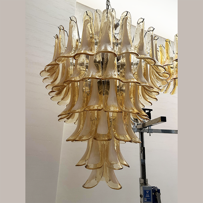 Alsorisra Postmodern Luxury Petal Glass Chandelier - Lamp Copper