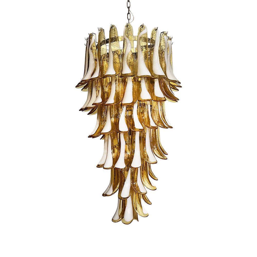 Aurora Chandelier Amber White Murano Spiral Petals - Neutralighting