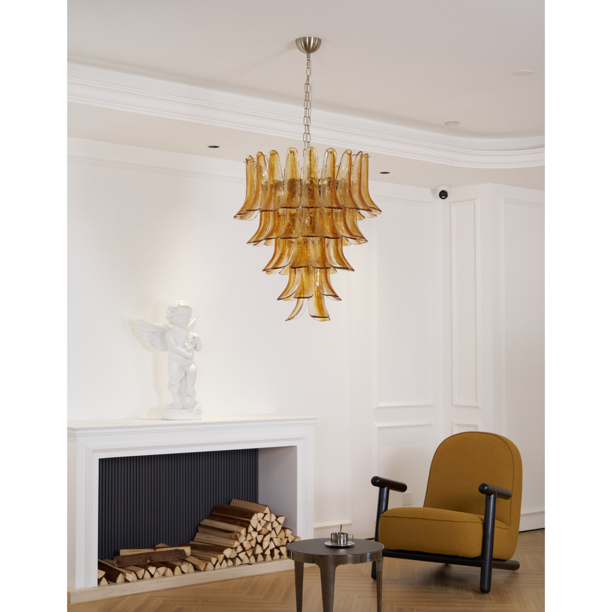 Aurora Chandelier Amber Lily Murano Glass Layered Centerpiece - Neutralighting