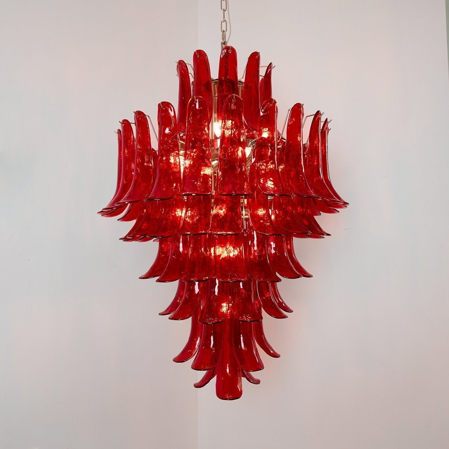 Aurora Chandelier Crimson Murano Petals Bold Art Glass - Neutralighting