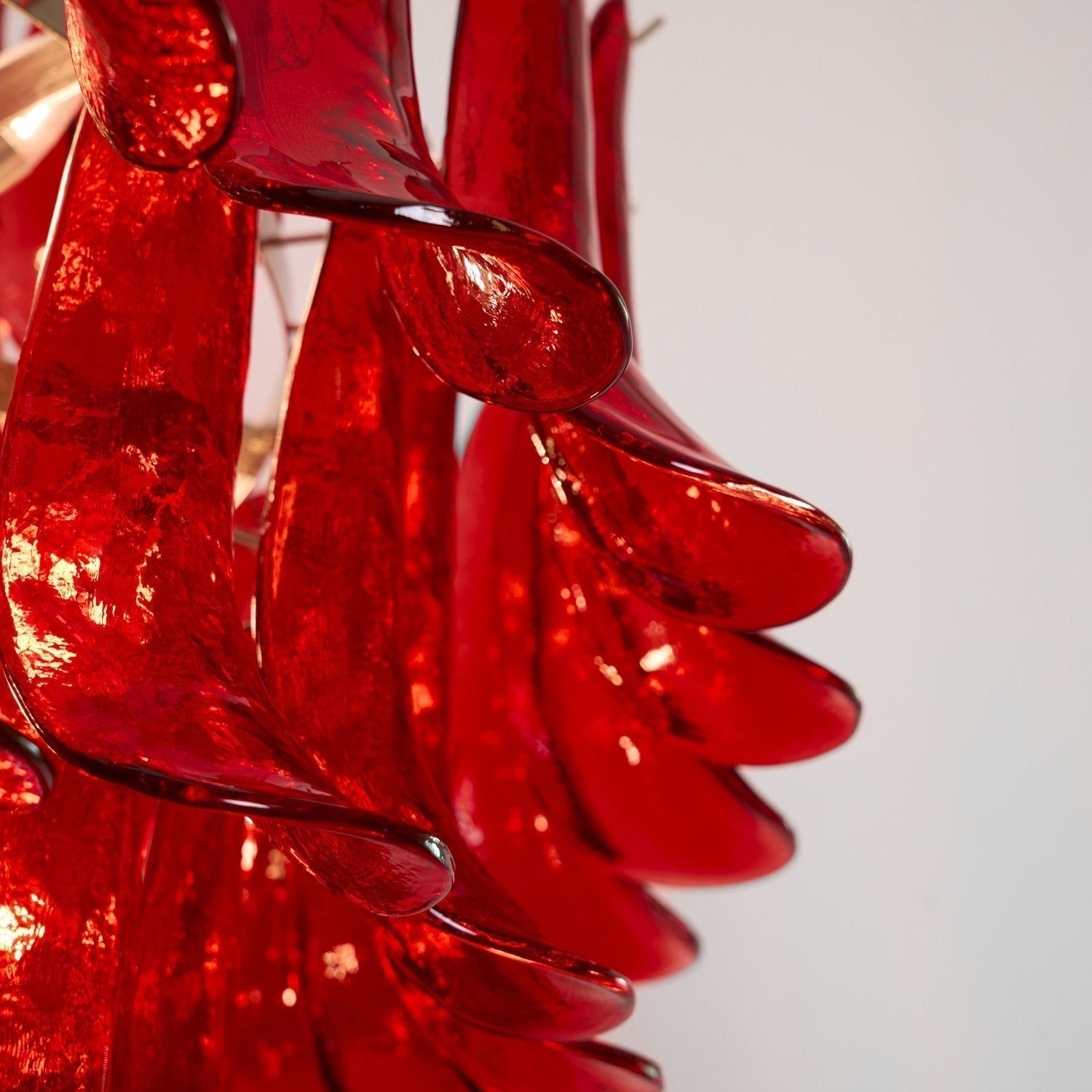 Aurora Chandelier Crimson Murano Petals Bold Art Glass - Neutralighting